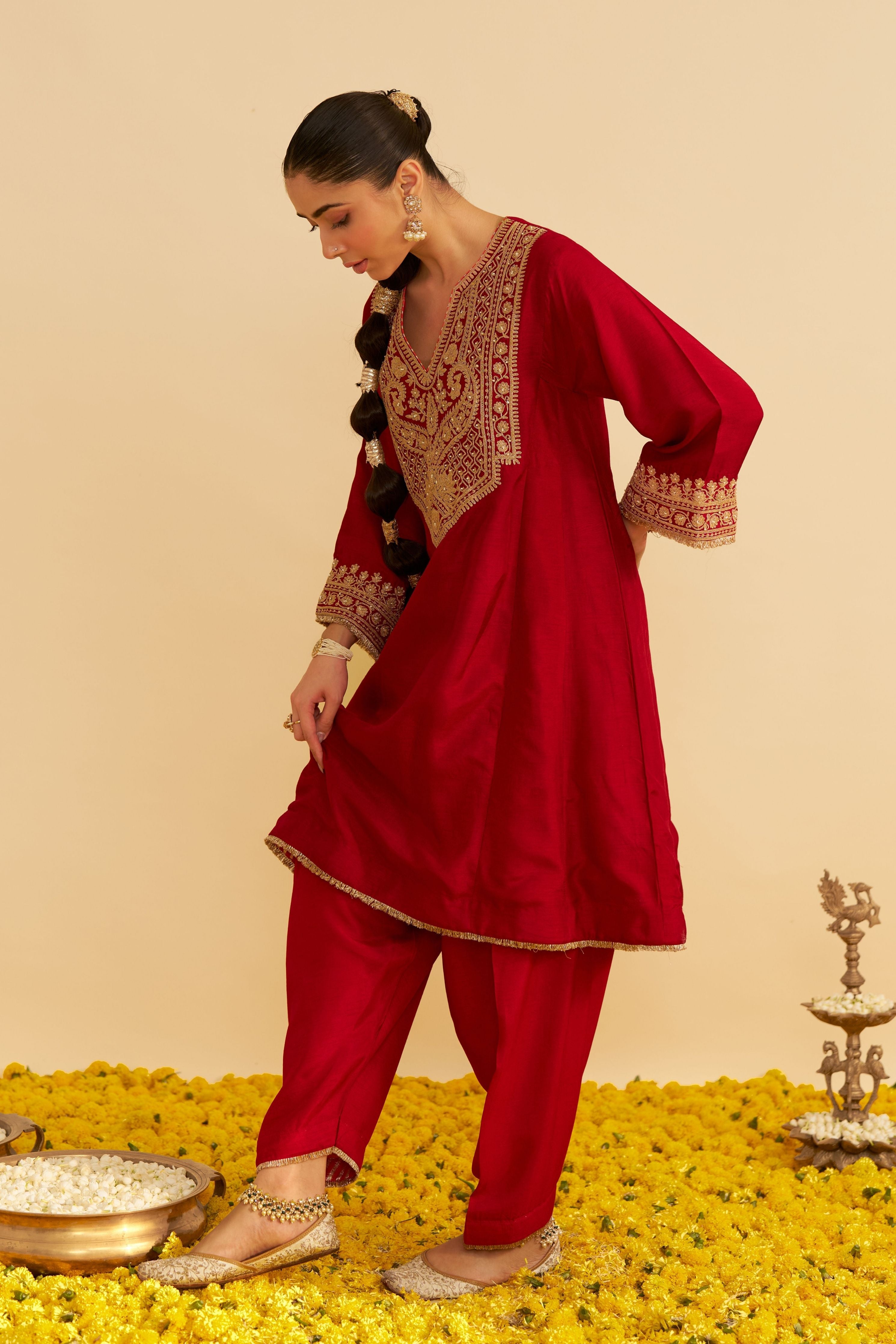 Mehza Short Chauga With Salwar And Dupatta