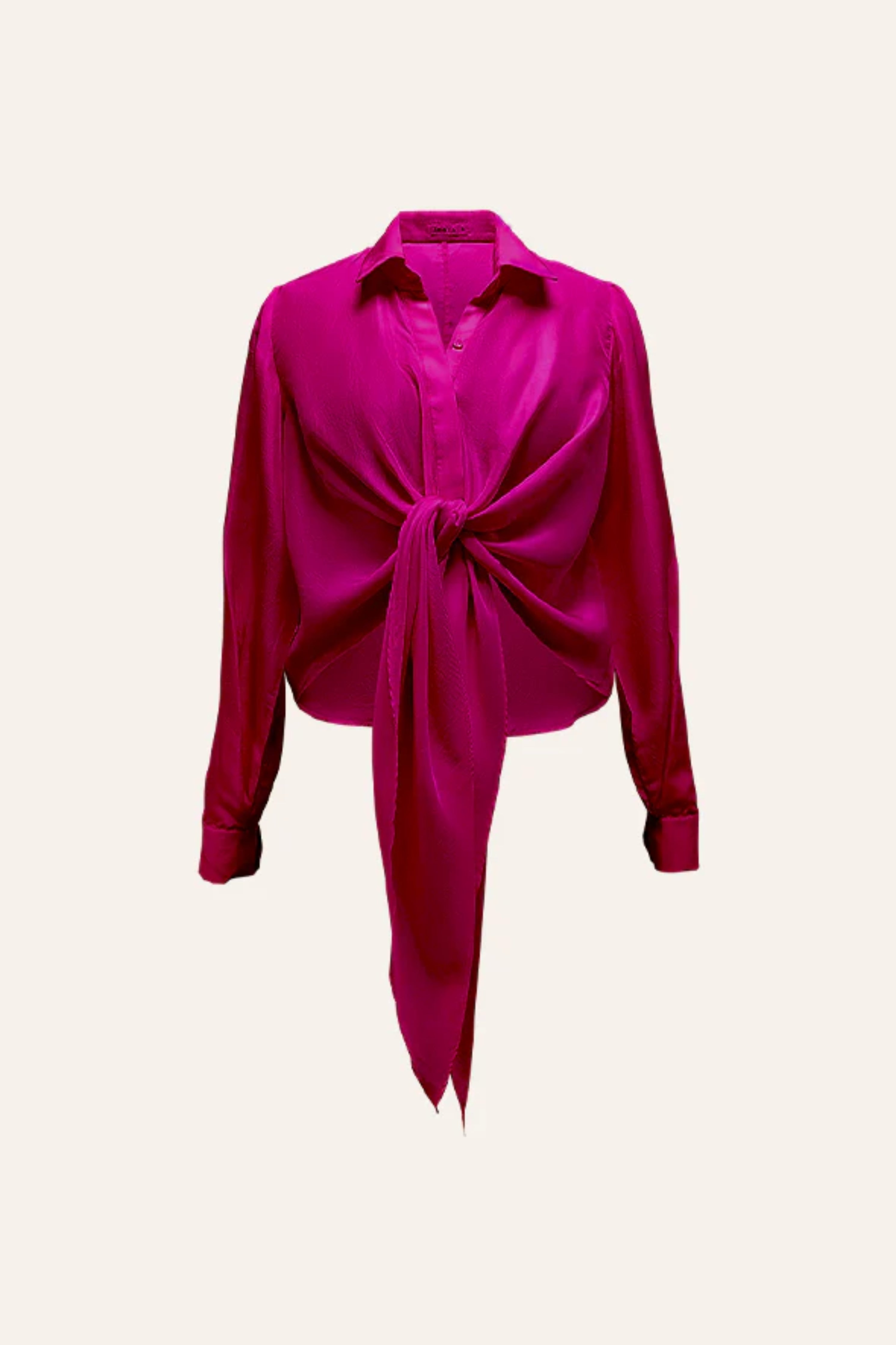 Monotony Shirt with Tie-Up in Hot Pink