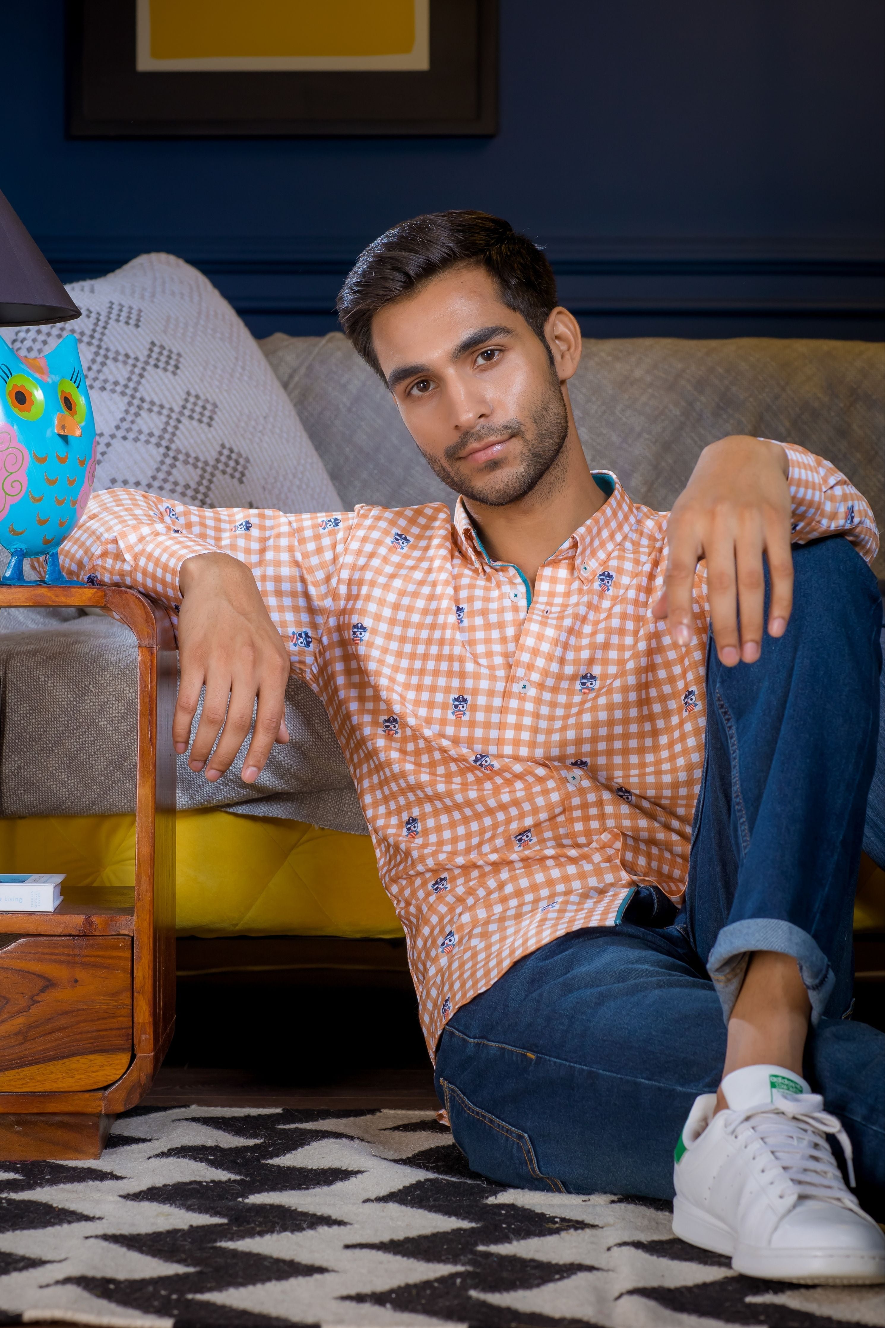Mr. Checkered Owl- Pure Cotton Shirt
