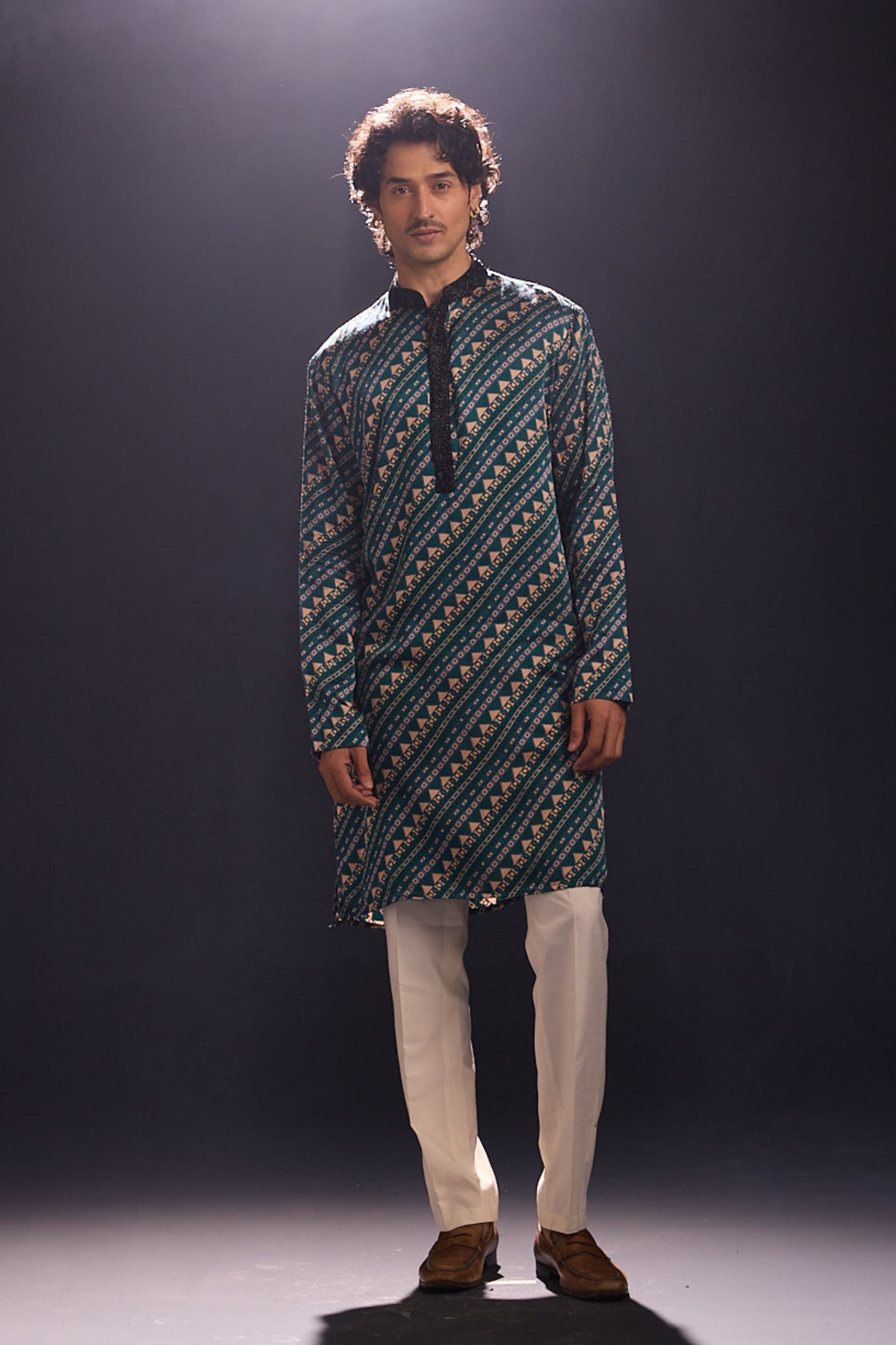 Green Printed Kurta Set