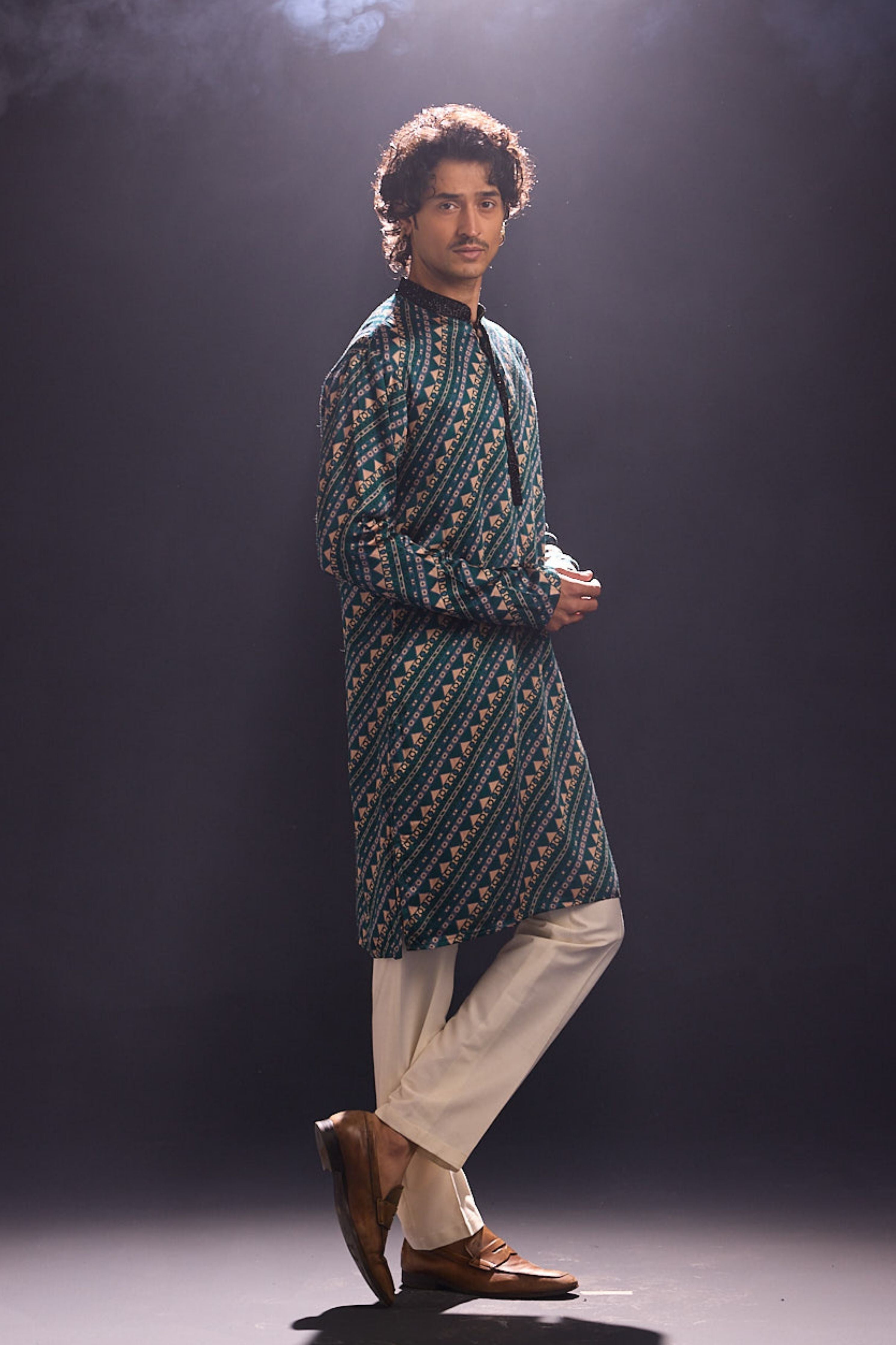 Green Printed Kurta Set