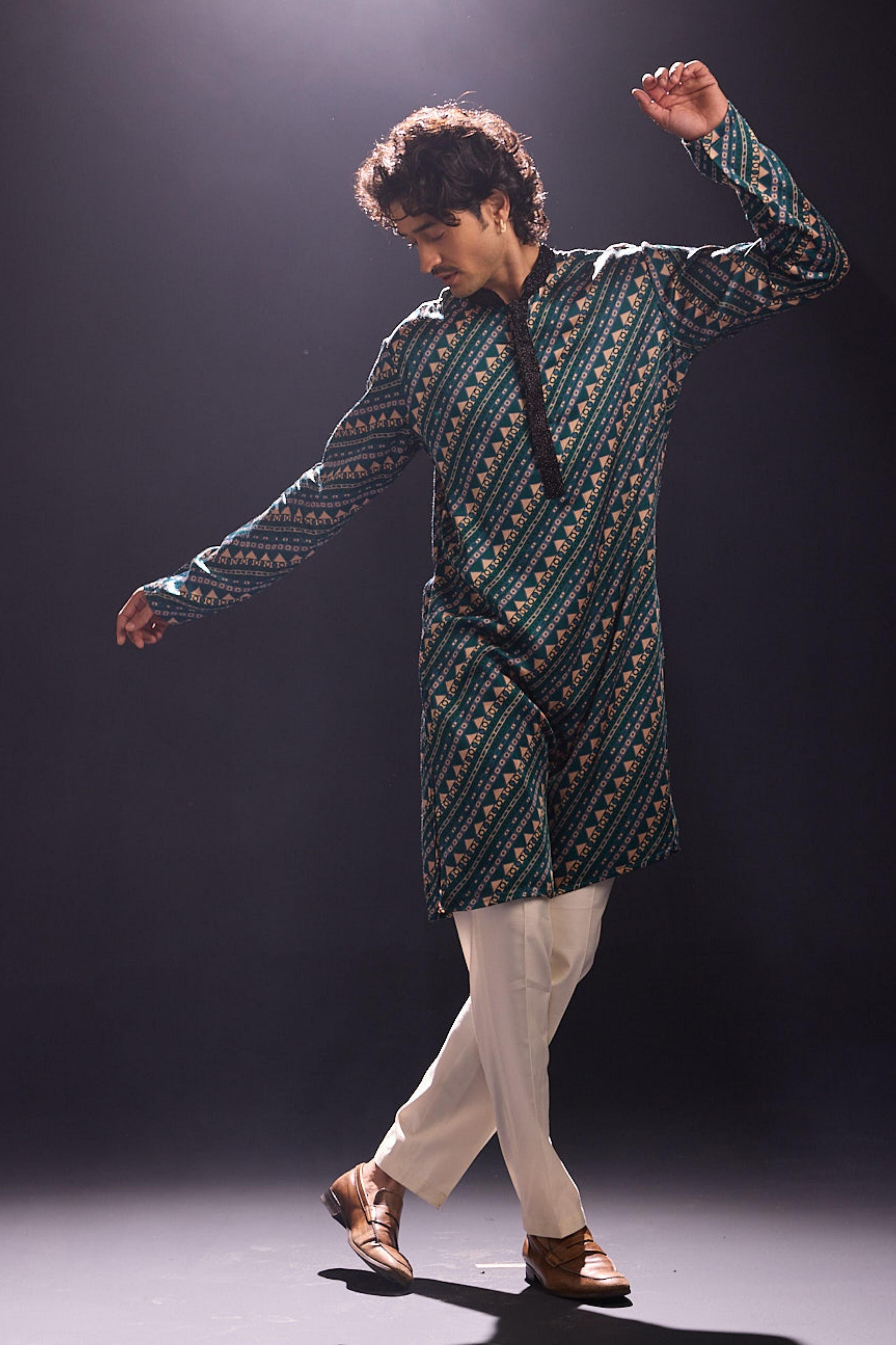 Green Printed Kurta Set