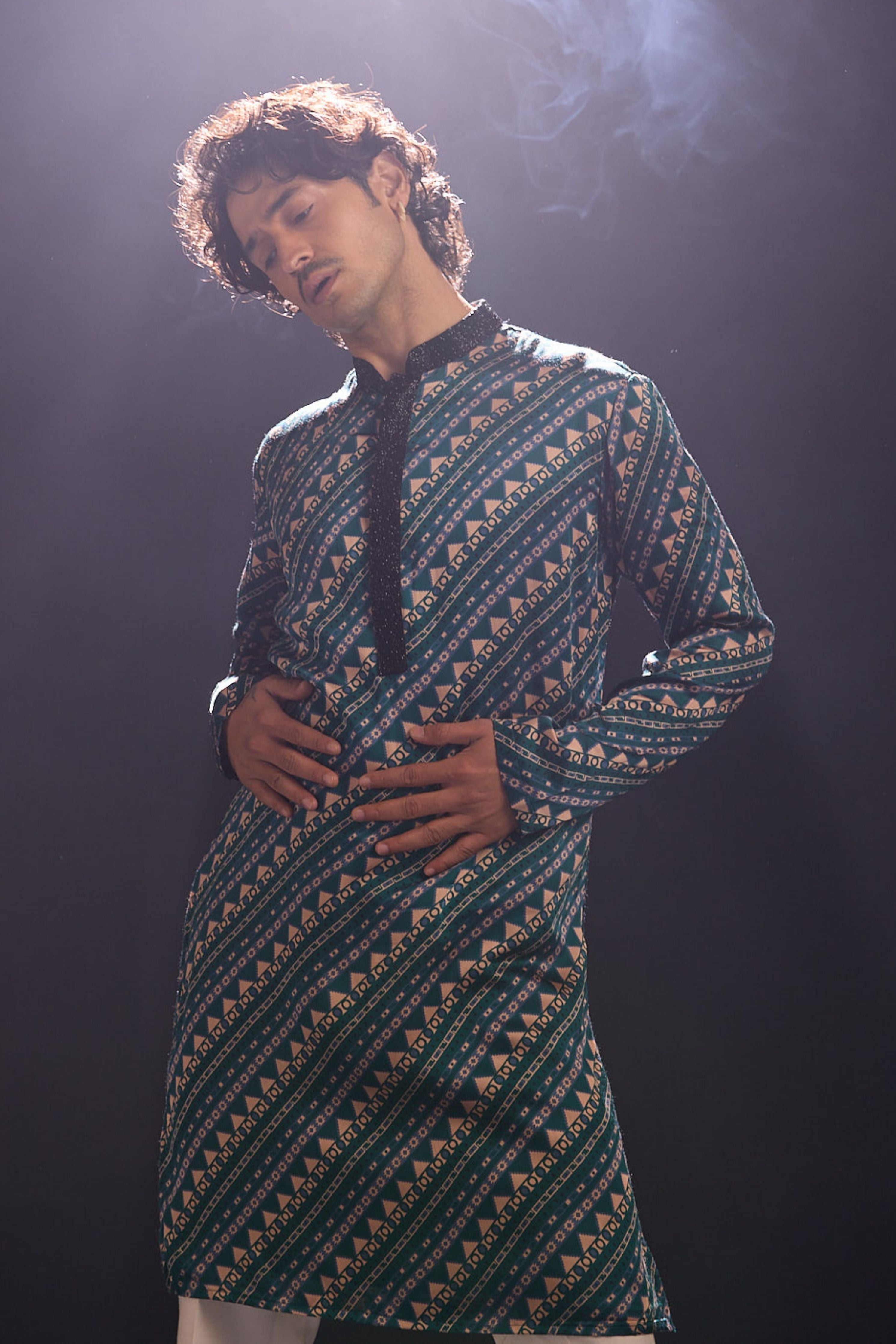 Green Printed Kurta Set