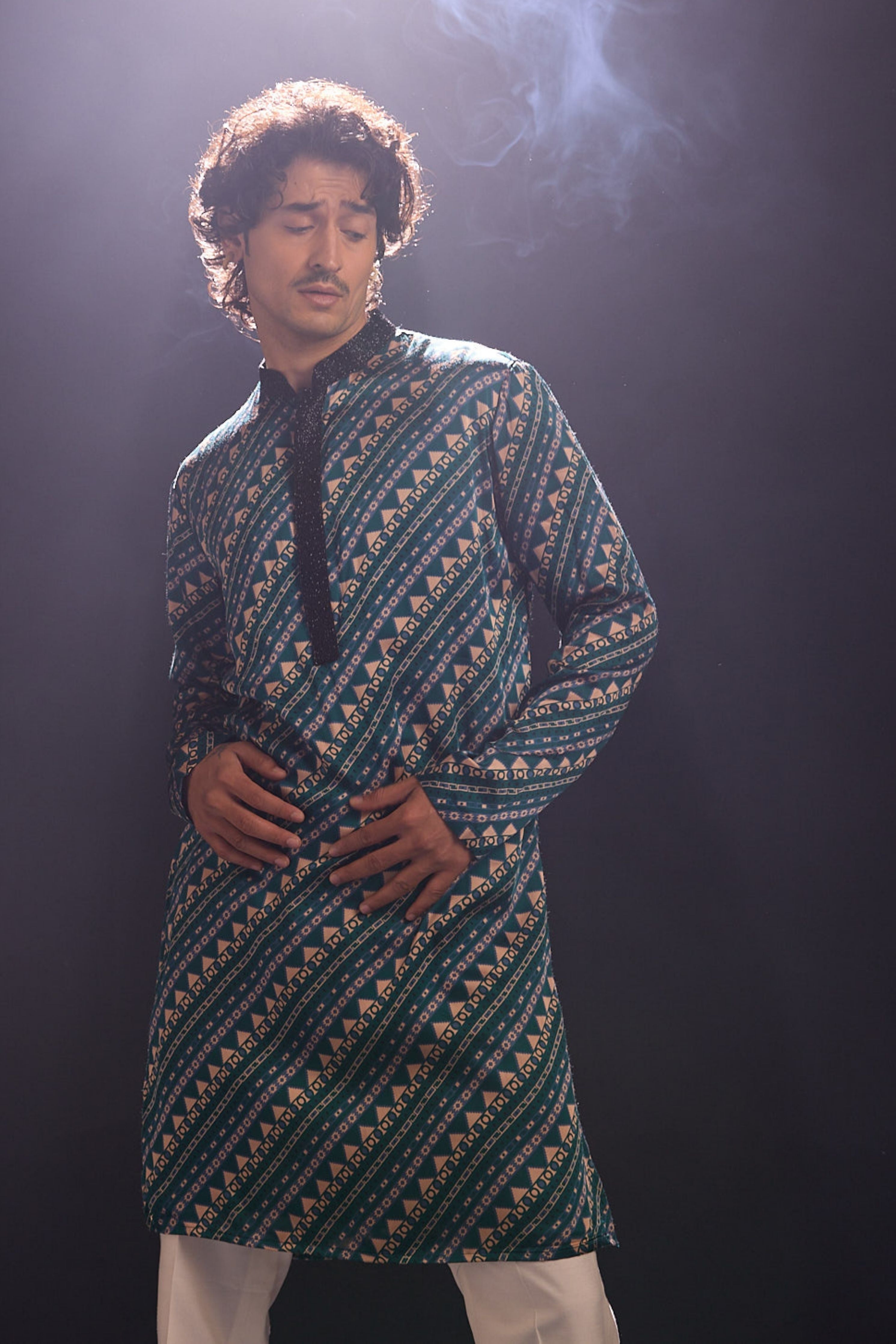Green Printed Kurta Set