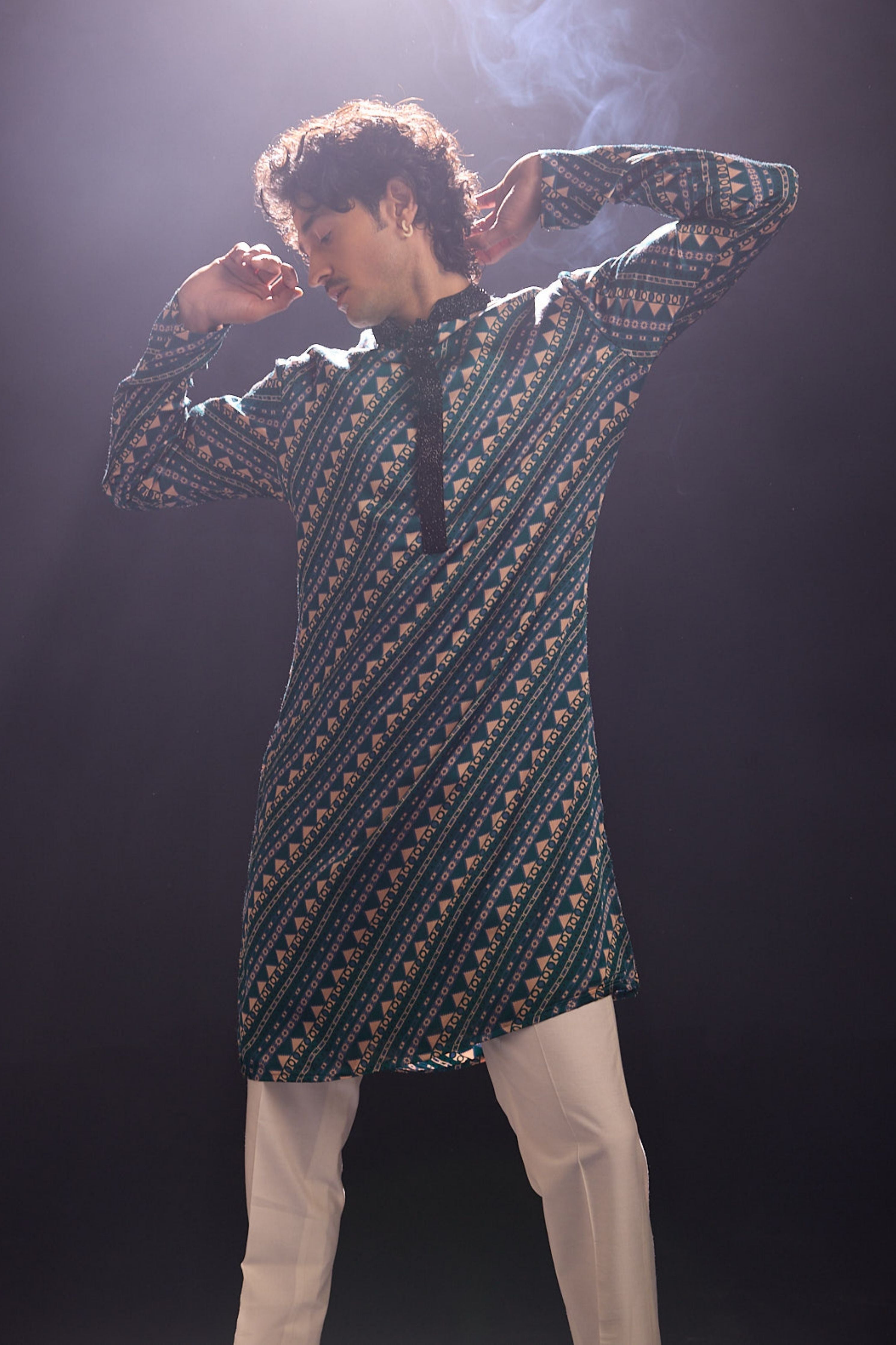 Green Printed Kurta Set