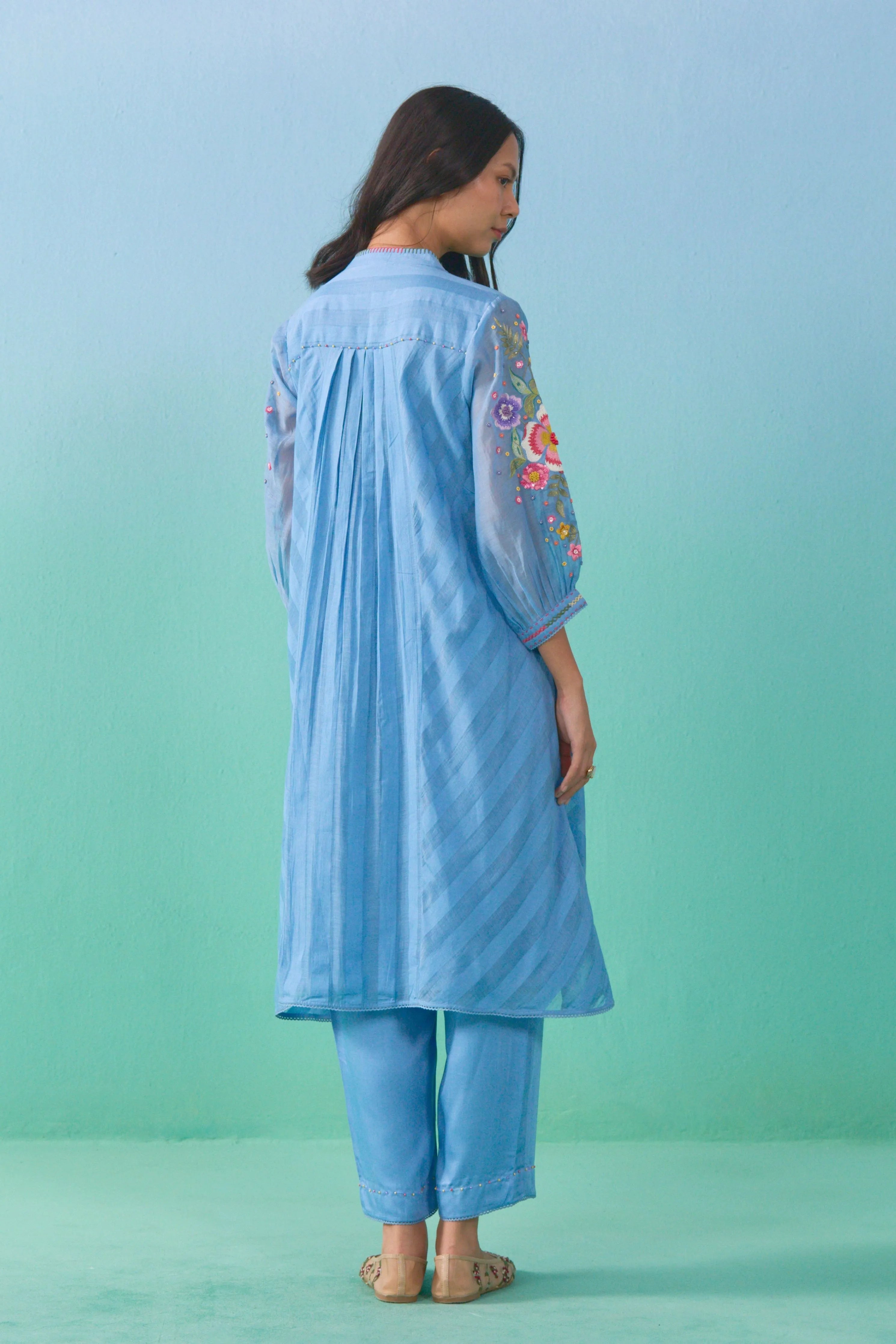 Blue Aasma Button Down Kurta Set