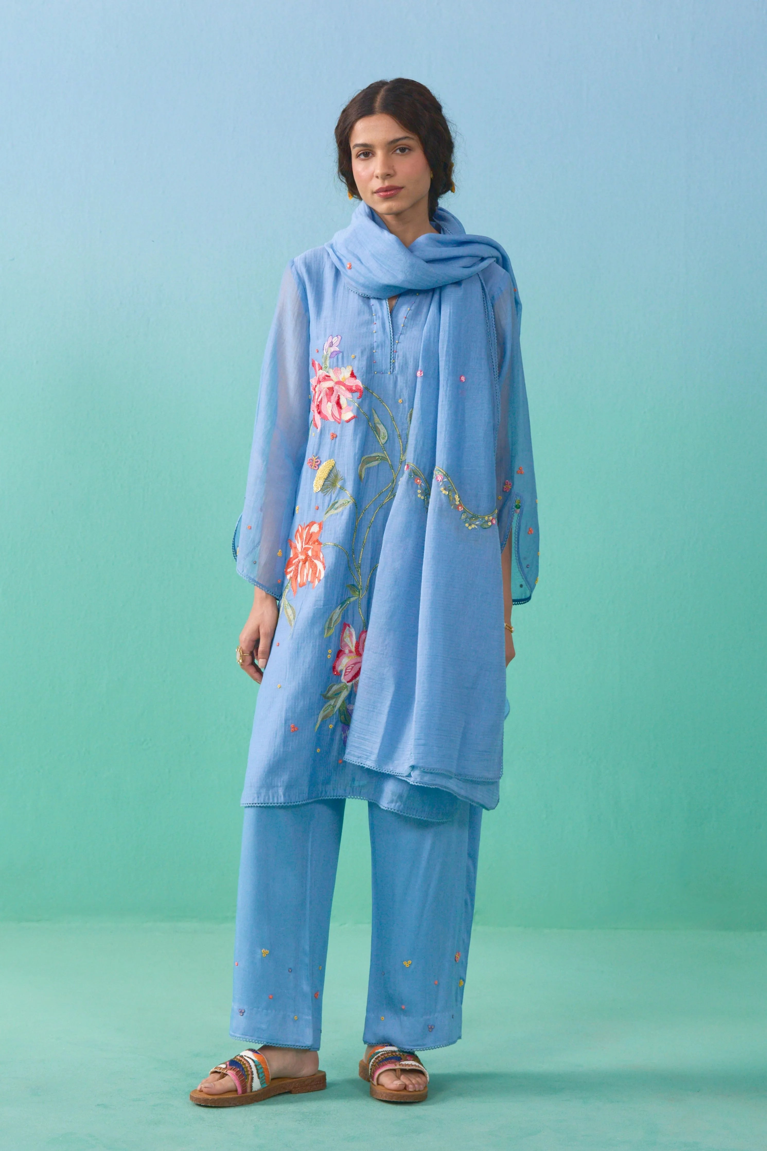 Blue Bageecha Kurta Set