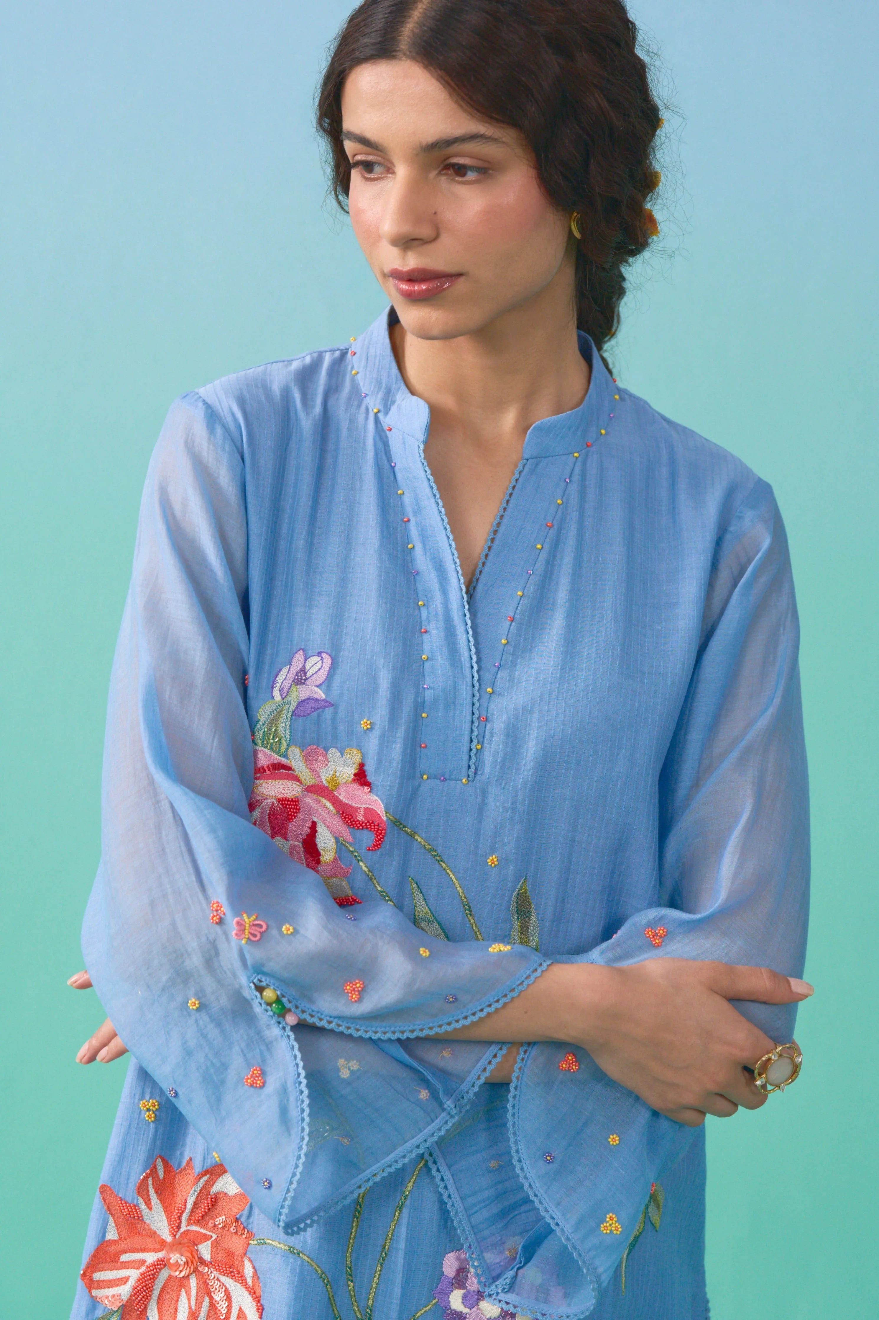 Blue Bageecha Kurta Set
