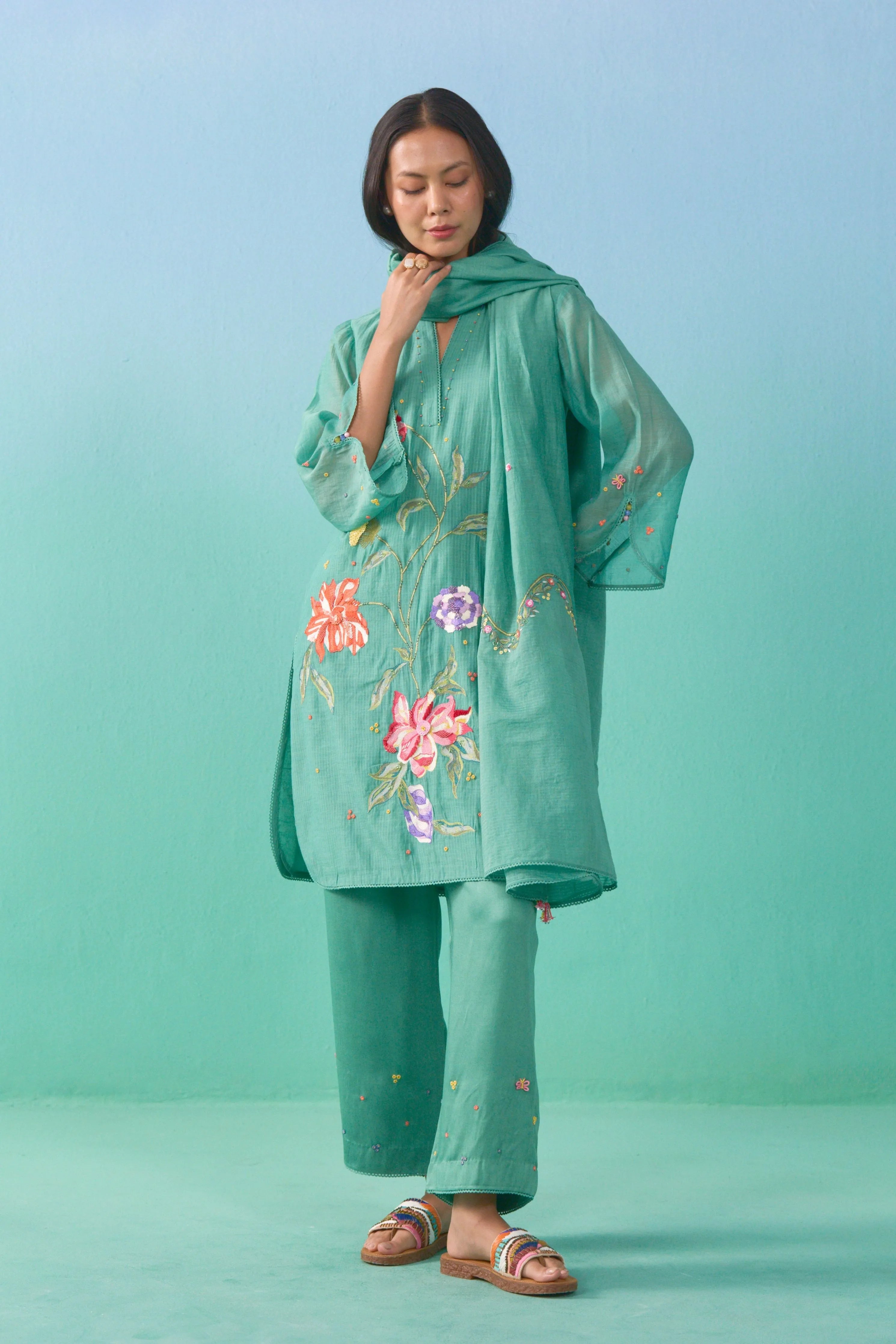 Matcha Green Bageecha Kurta Set