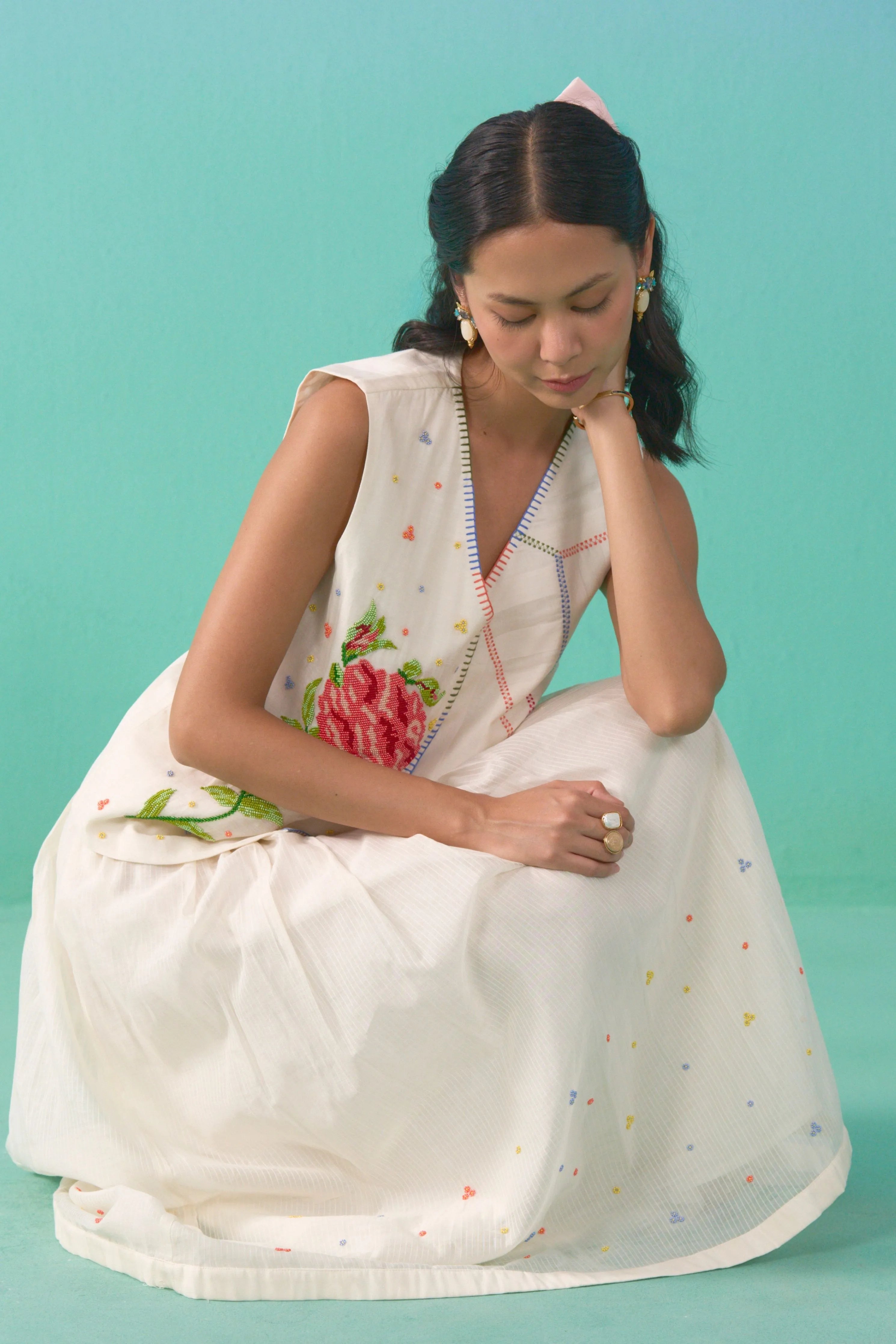 Floral Drift Vest Overlay Set