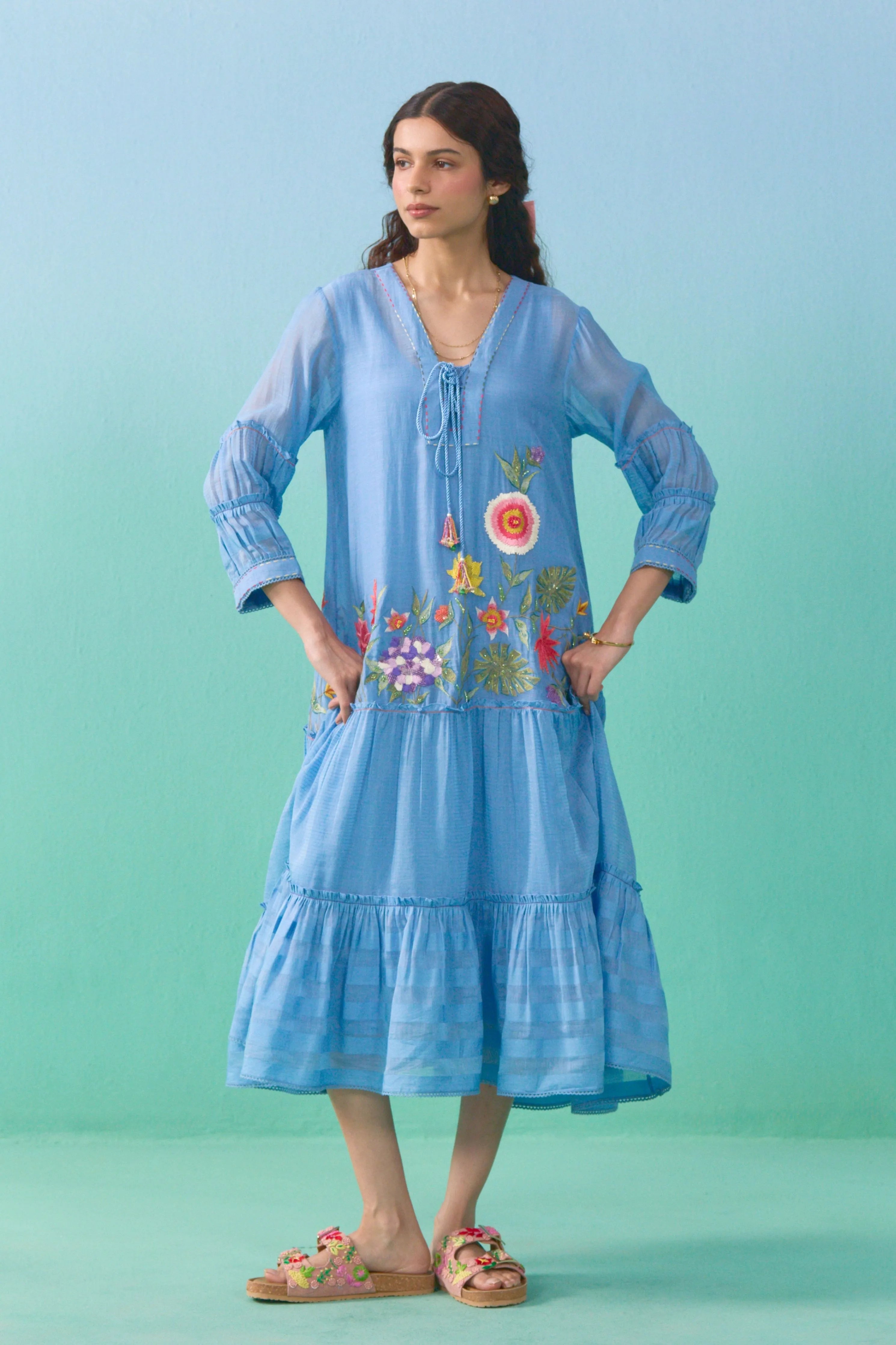 Blue Lailah Flared Dress
