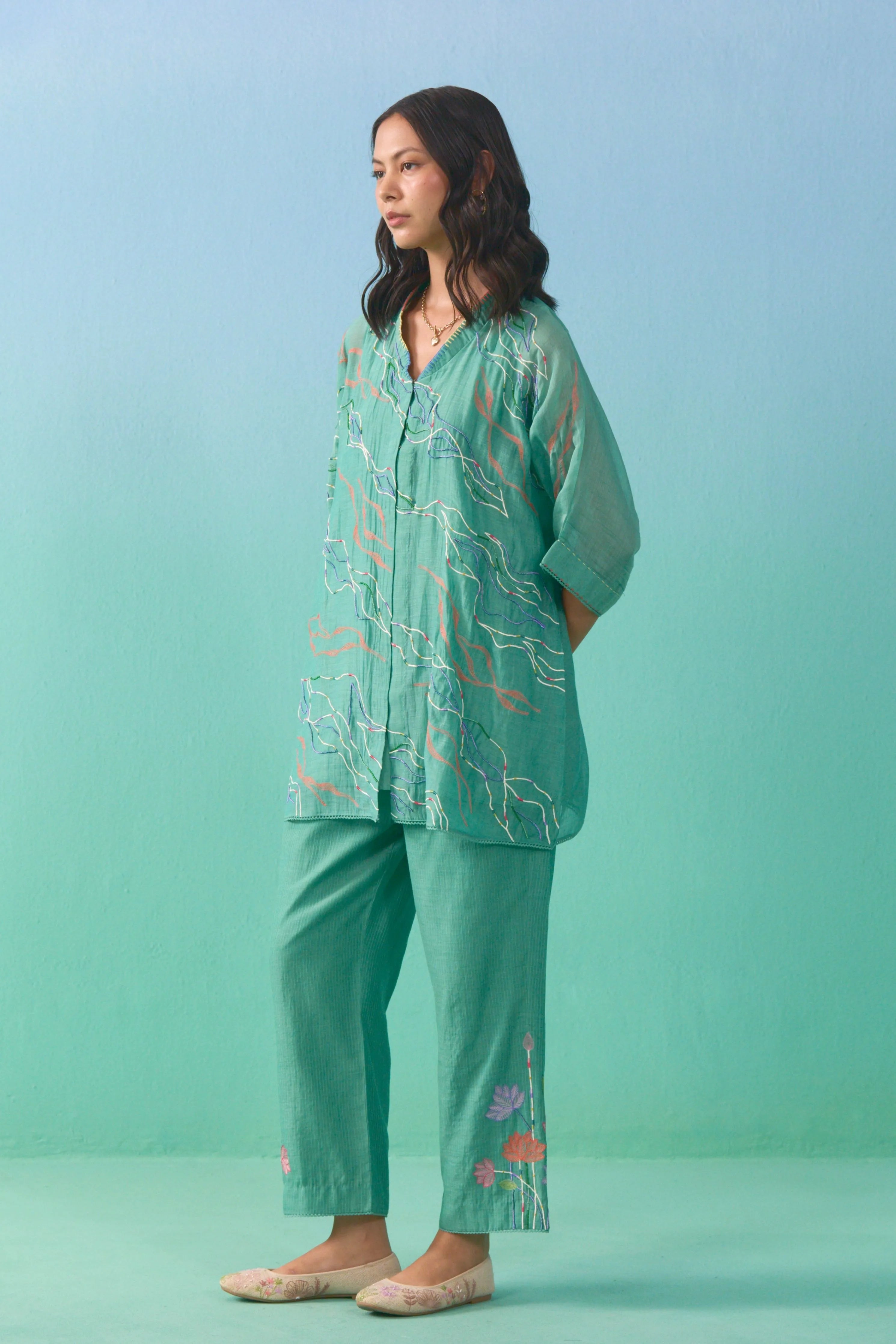 Matcha Nasrin Flared Co-Ord Set