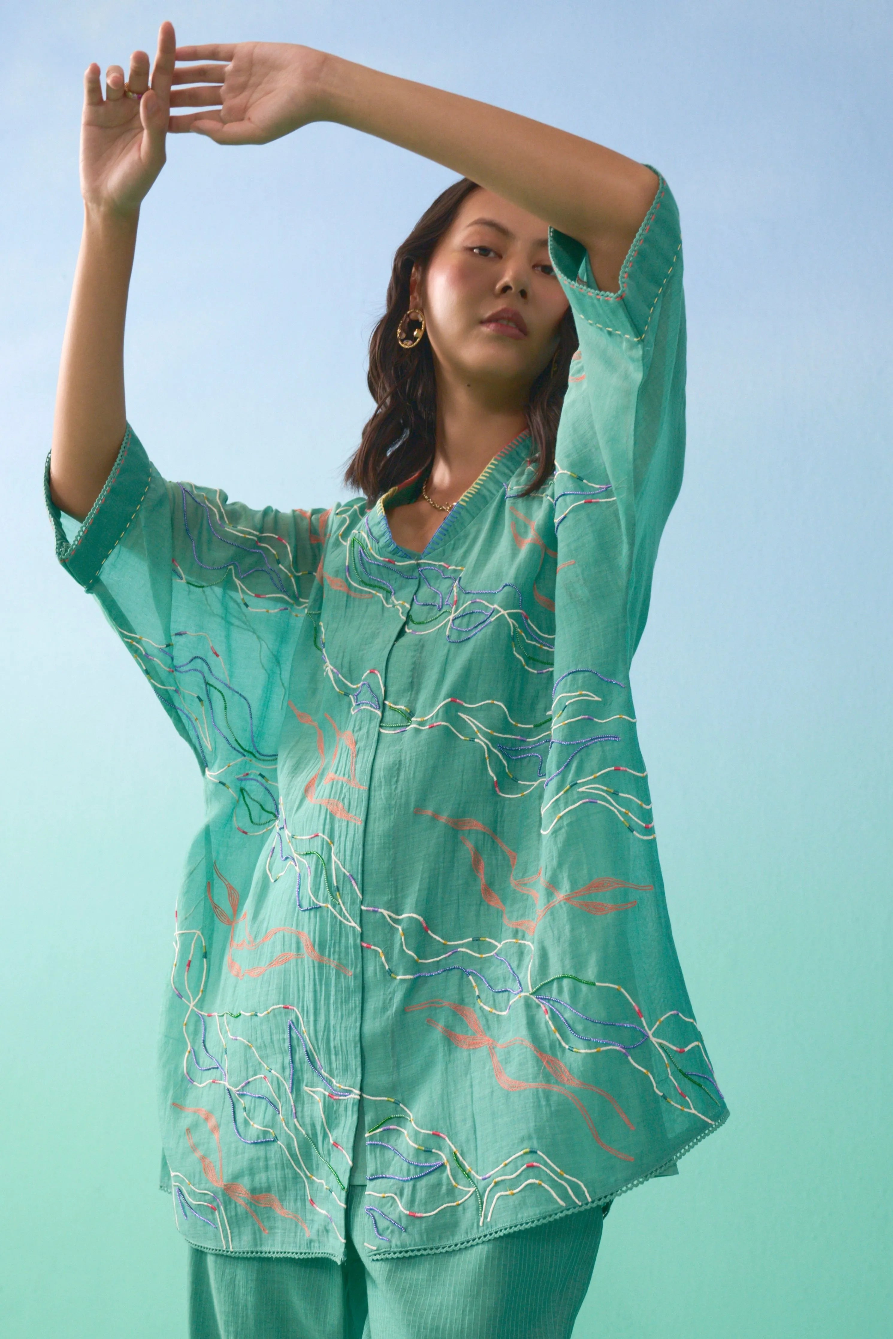 Matcha Nasrin Flared Co-Ord Set