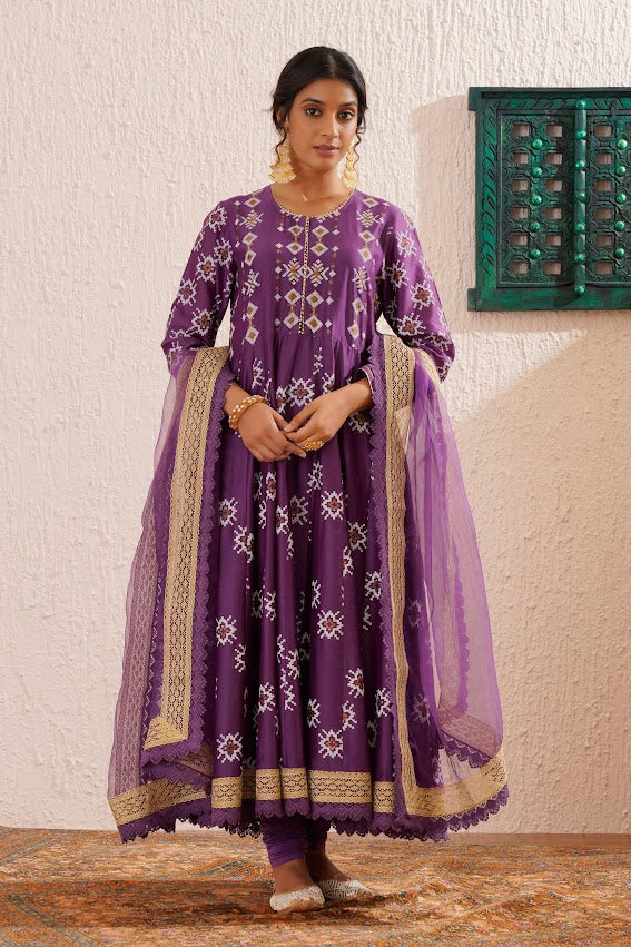Purple Anarkali Set