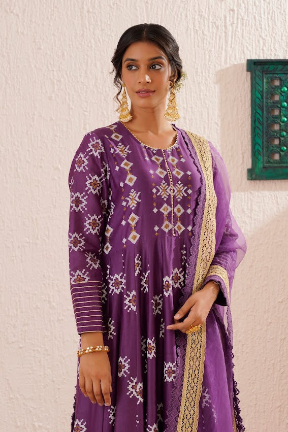 Purple Anarkali Set