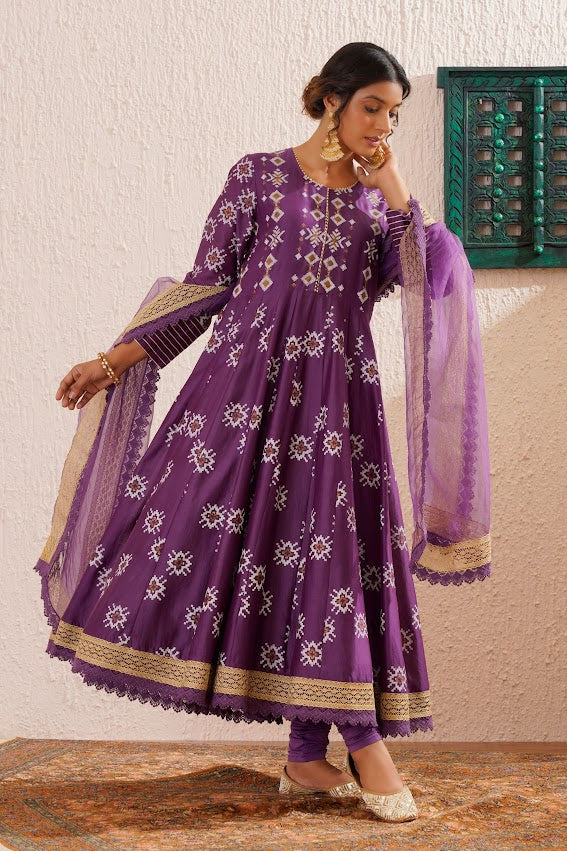 Purple Anarkali Set