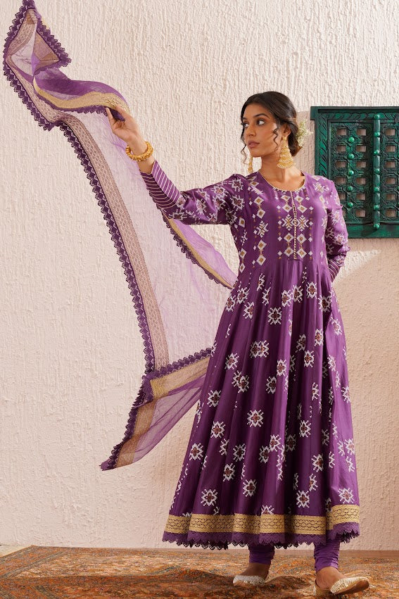 Purple Anarkali Set