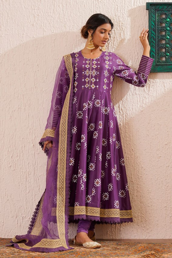 Purple Anarkali Set