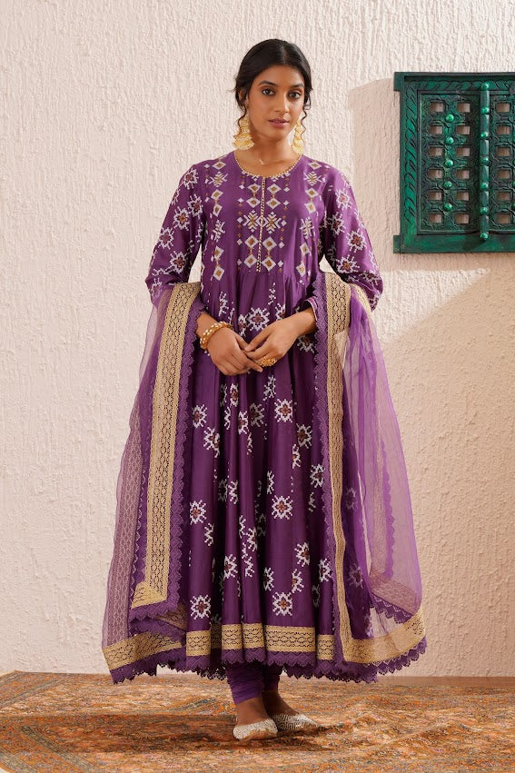 Purple Anarkali Set