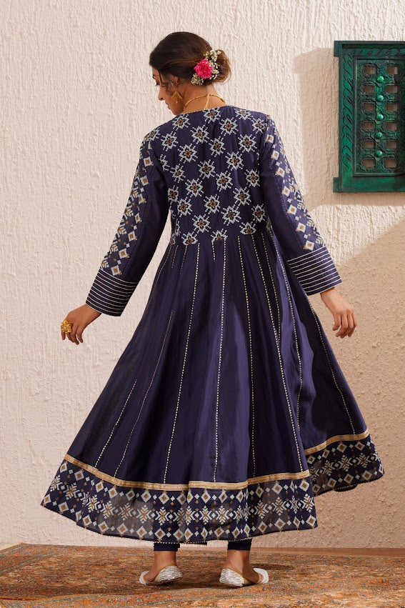 Navy Blue Anarkali Set