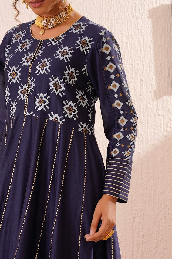 Navy Blue Anarkali Set