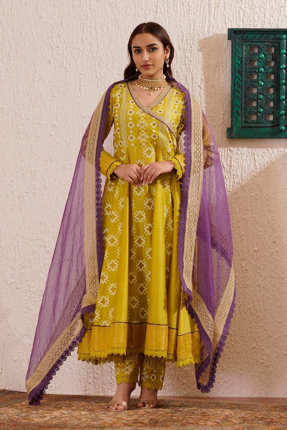 Lime Gree Angrakha Set