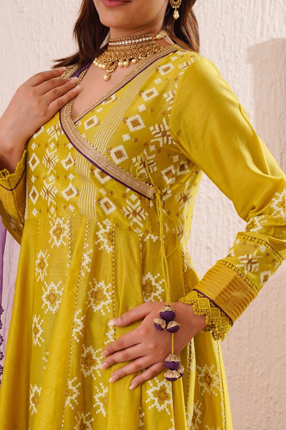 Lime Gree Angrakha Set