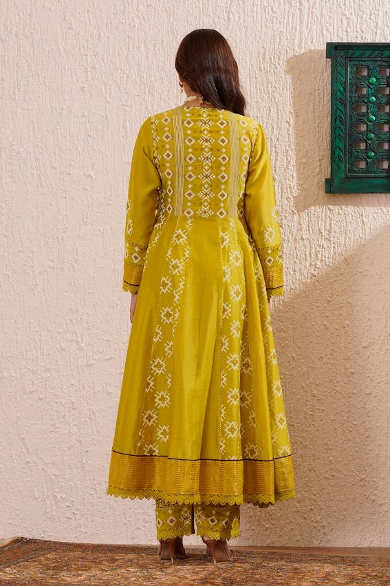 Lime Gree Angrakha Set
