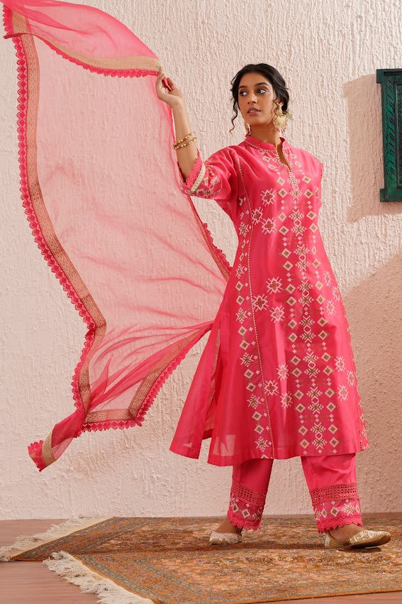 Hot Pink Kurta Set