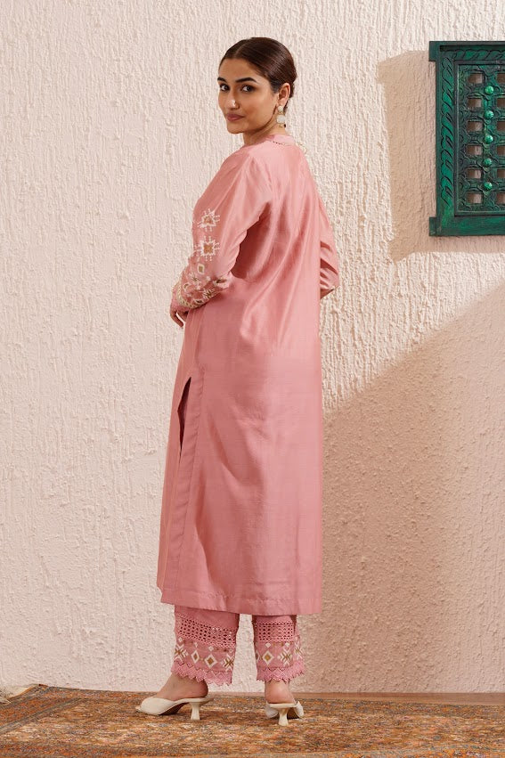 Pink Straight Kurta Set