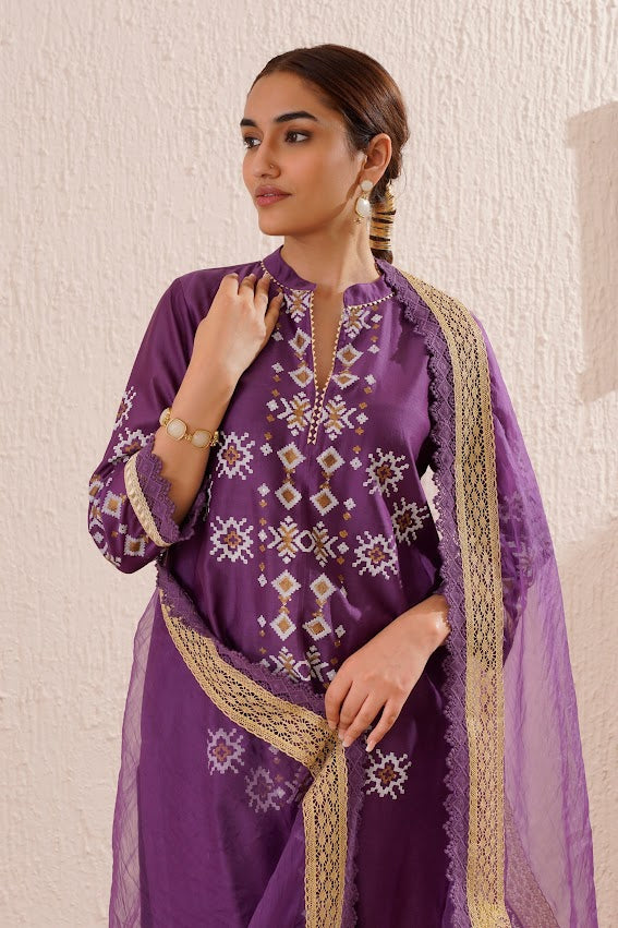 Purple Straight Kurta Set