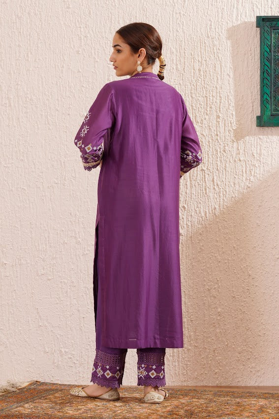 Purple Straight Kurta Set