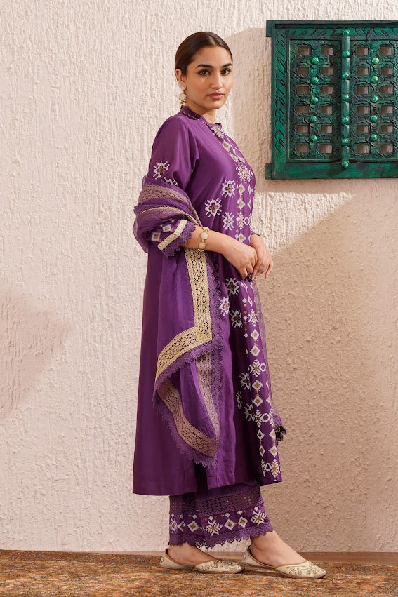 Purple Straight Kurta Set