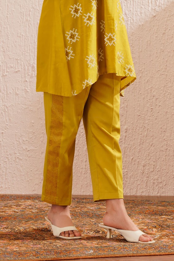 Lime Green Block Printed Tunic Set