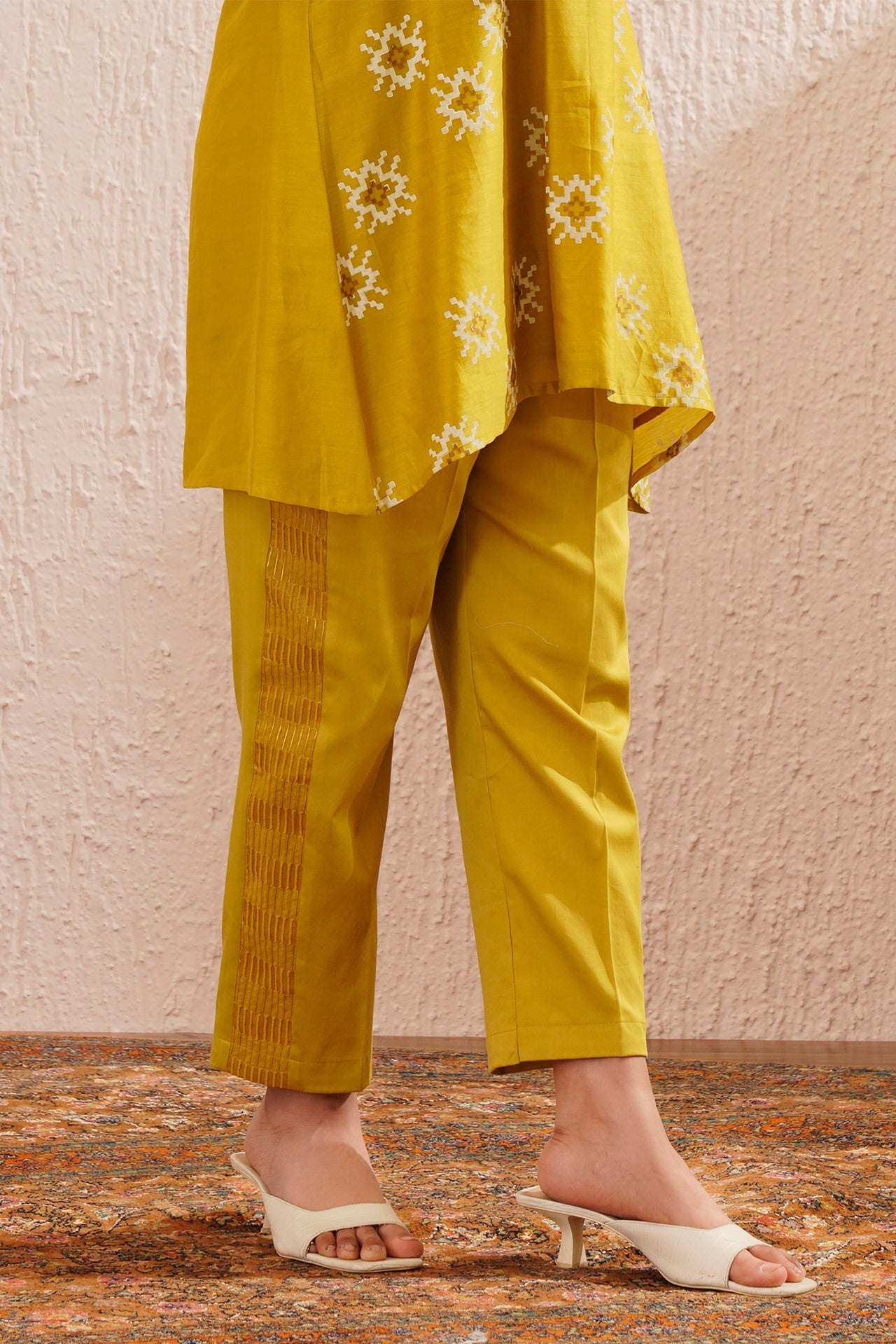 Lime Green Block Printed Tunic Set