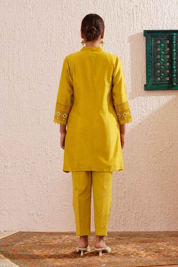 Lime Green Block Printed Tunic Set