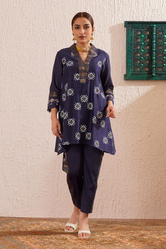 Navy Blue Printed Co-Ord Set