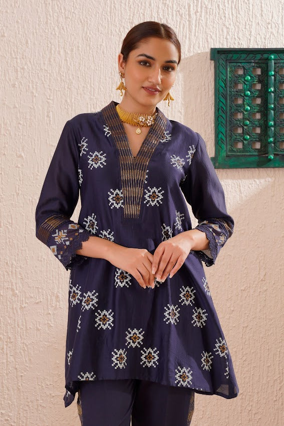 Navy Blue Printed Co-Ord Set