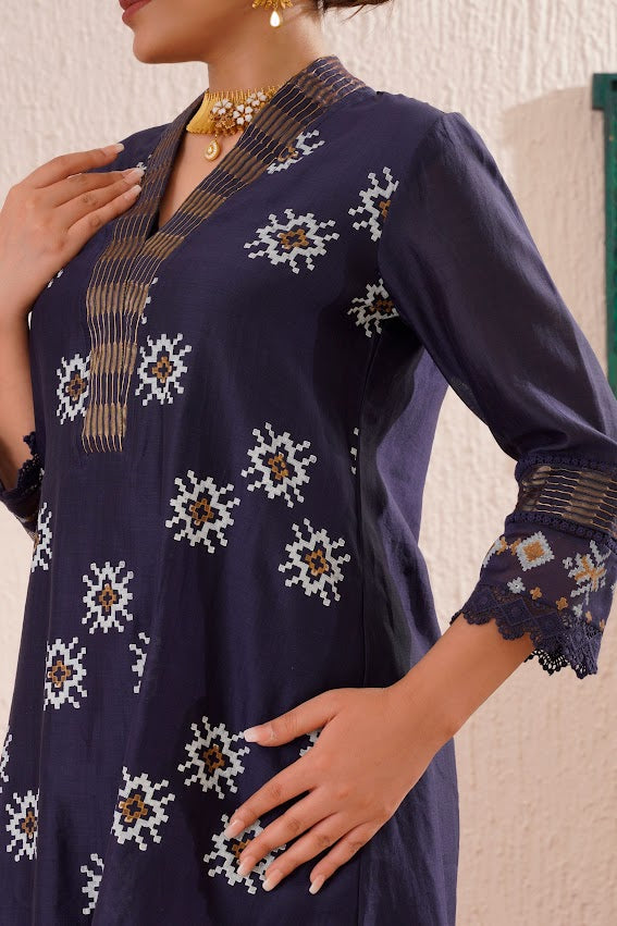 Navy Blue Printed Co-Ord Set