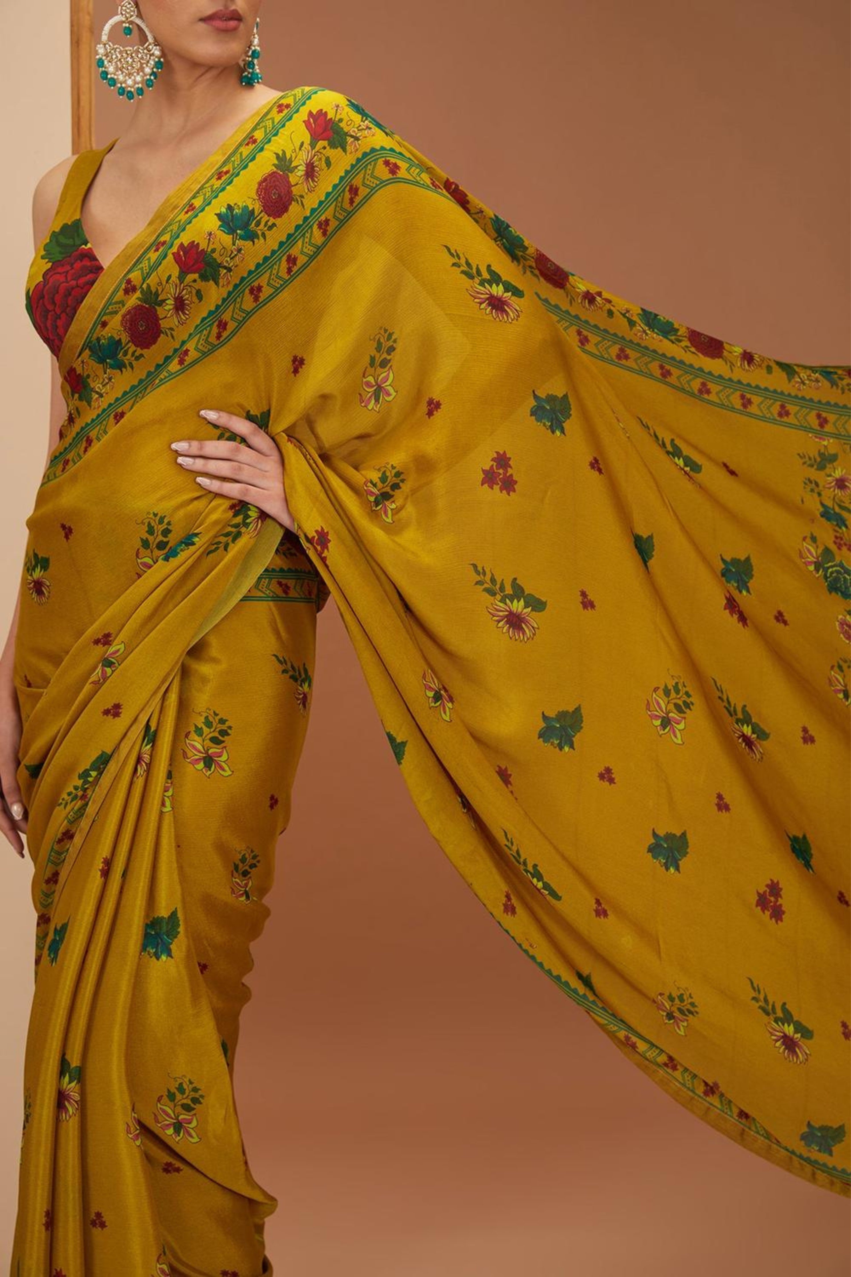 Mustard Printed Saree