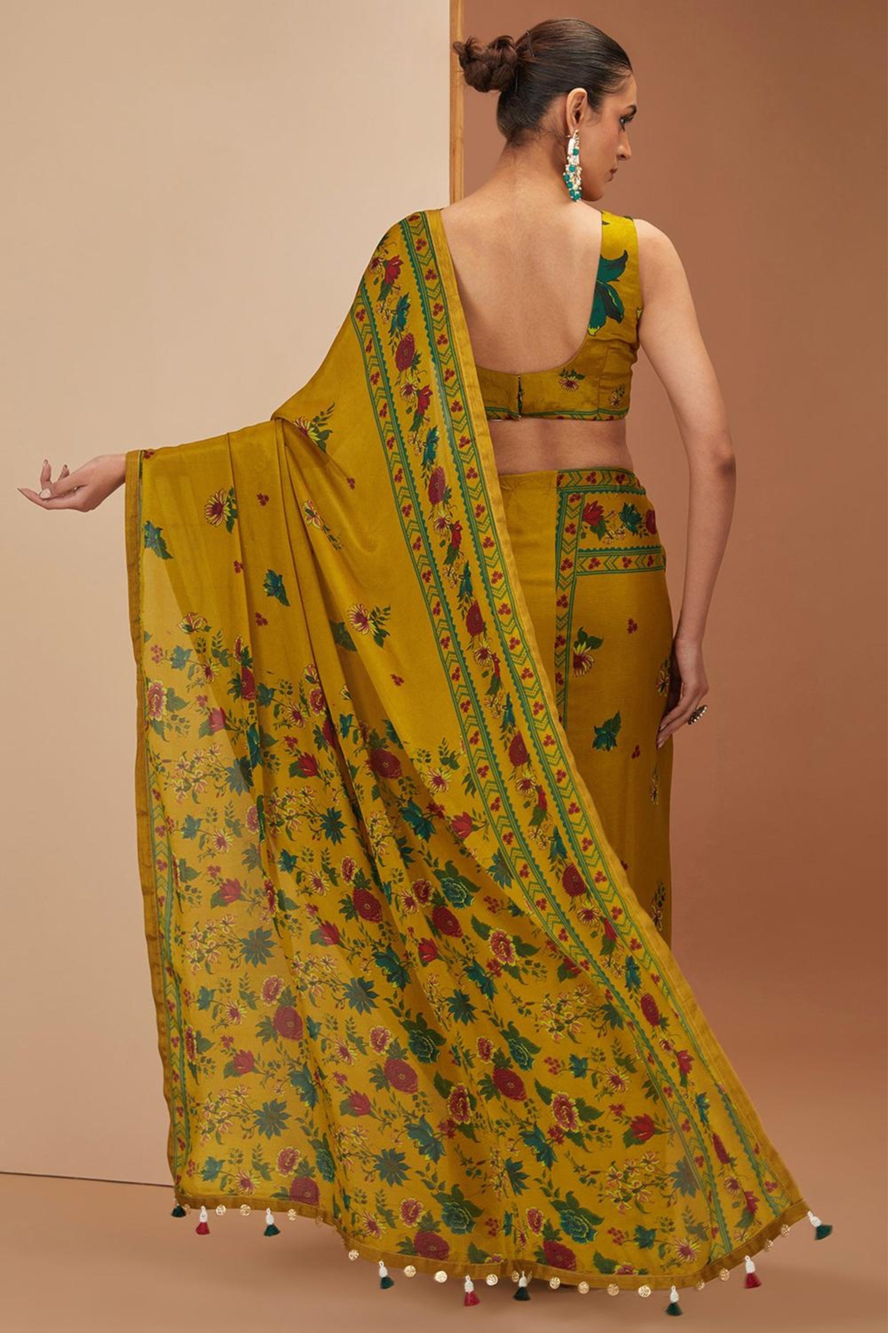 Mustard Printed Saree