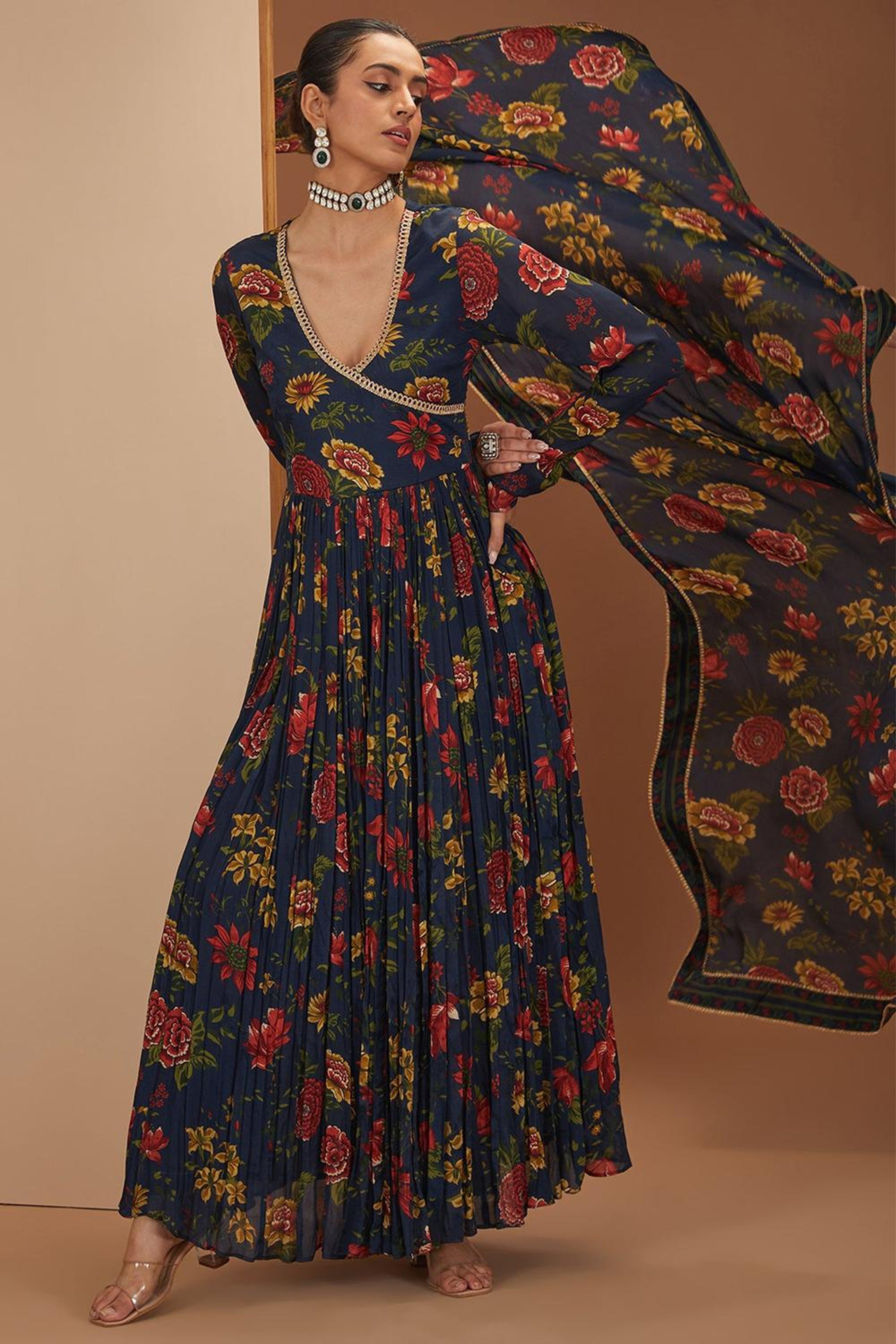 Blue Anarkali Set