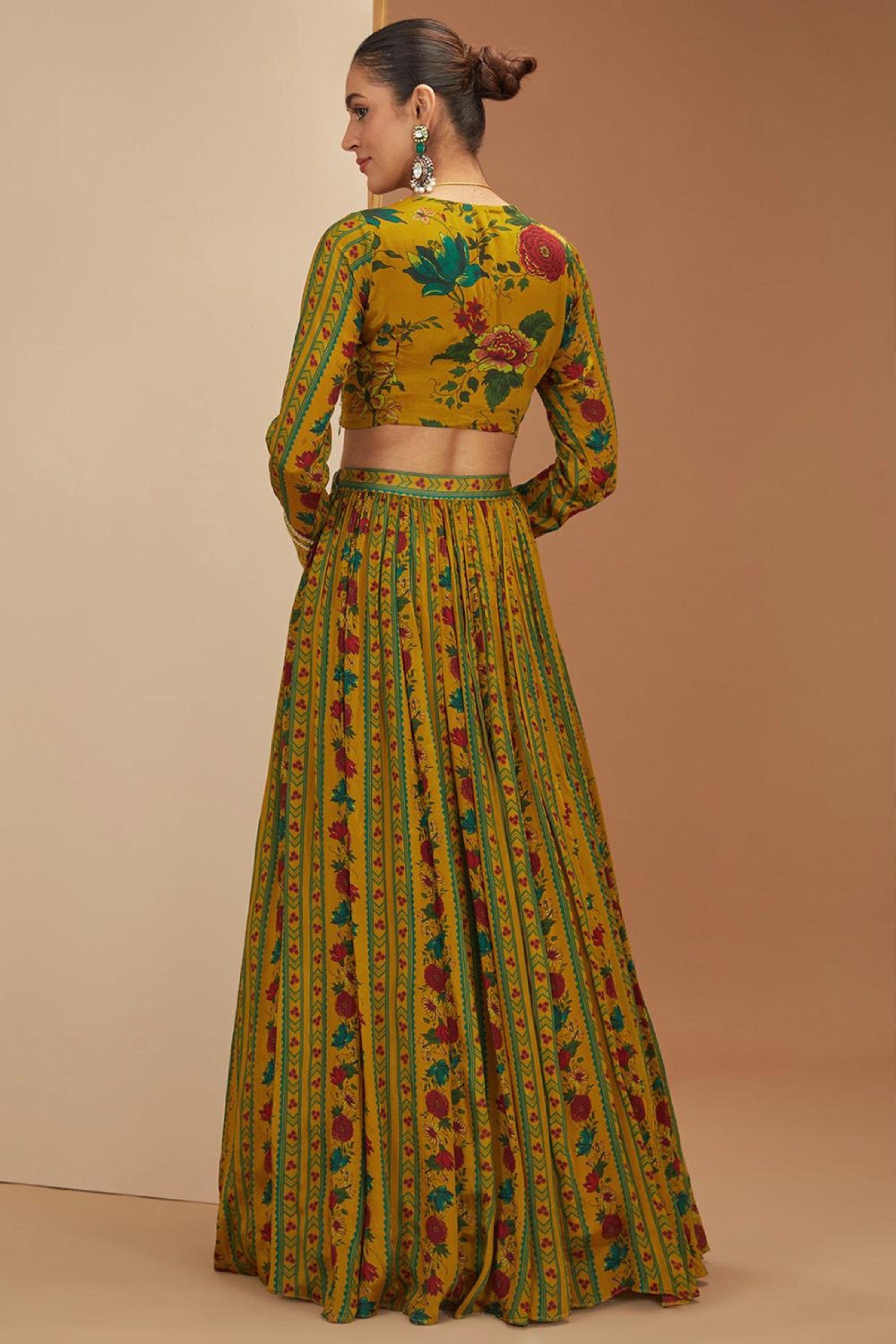 Mustard Printed Lehenga Set