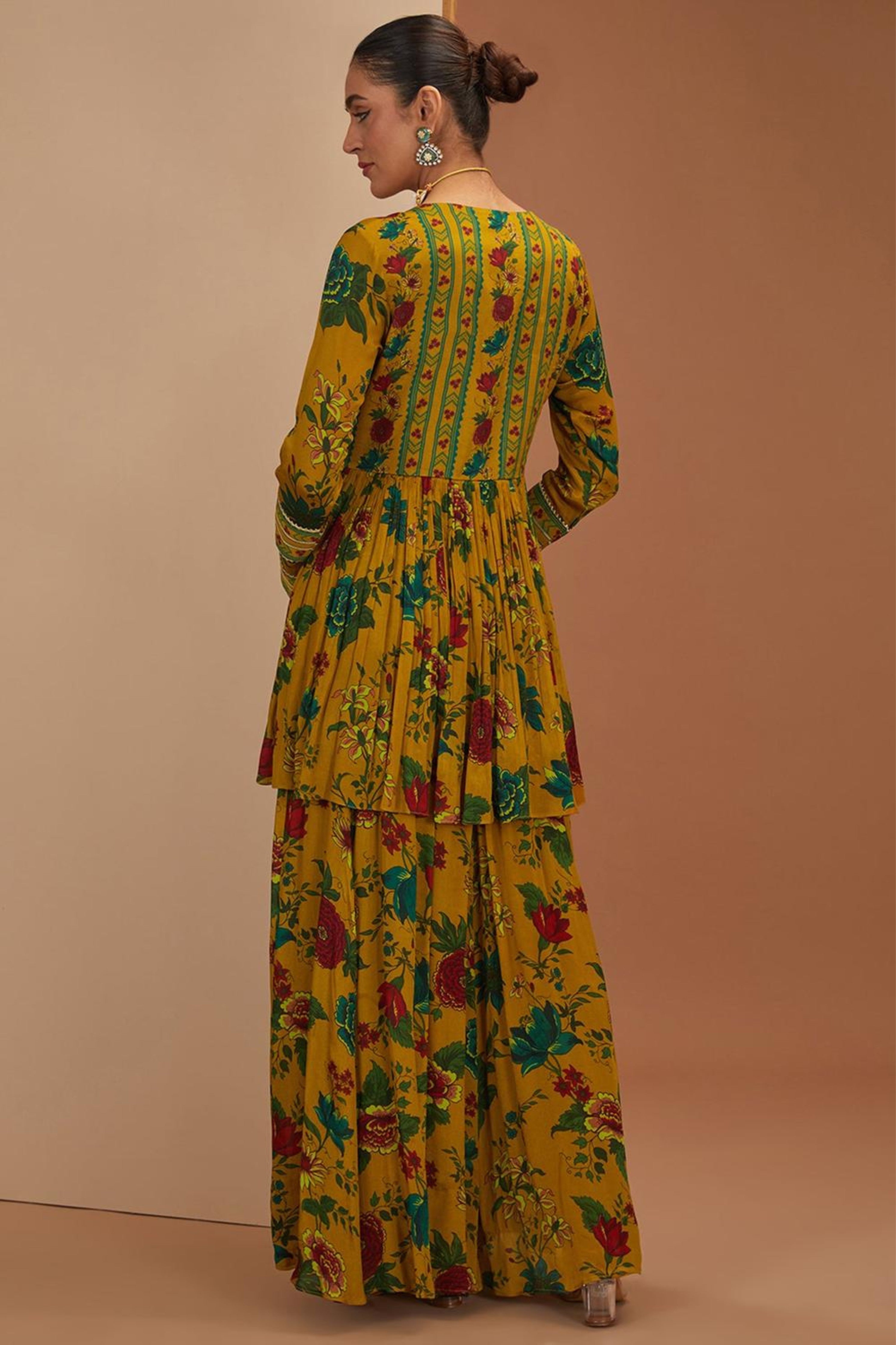Mustard Printed Sharara Set