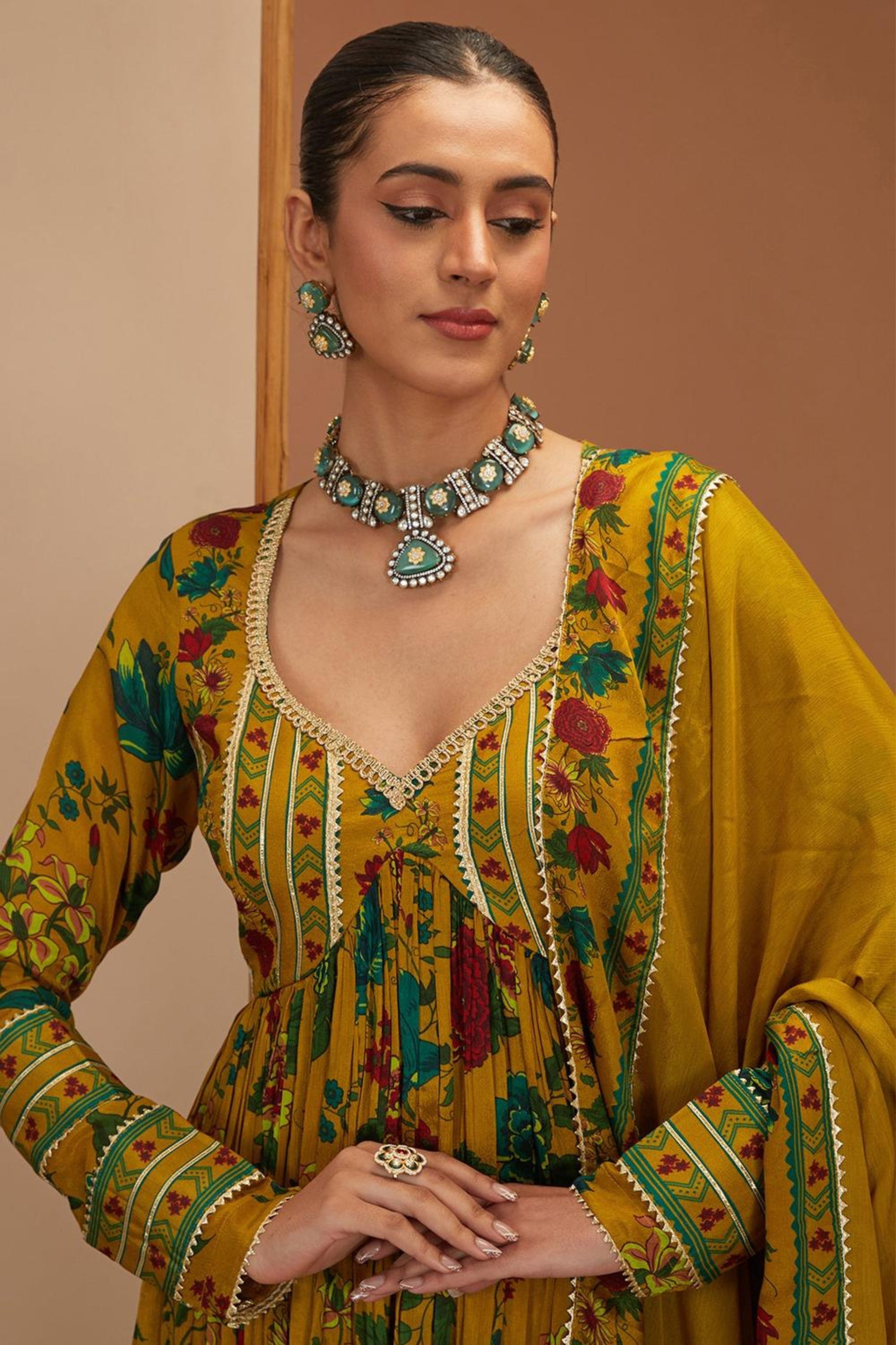 Mustard Printed Sharara Set