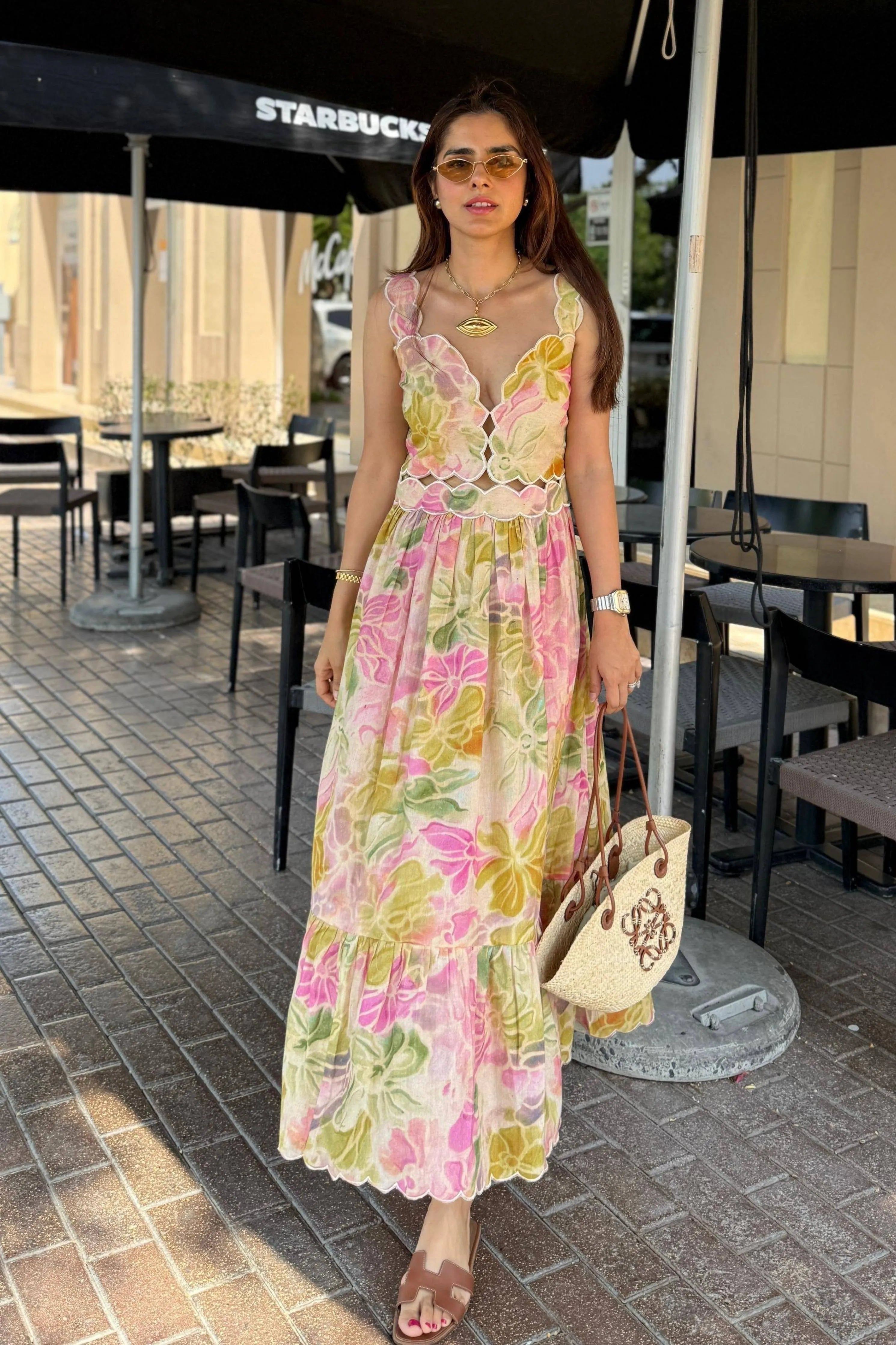 Summer Scallop Printed Dress