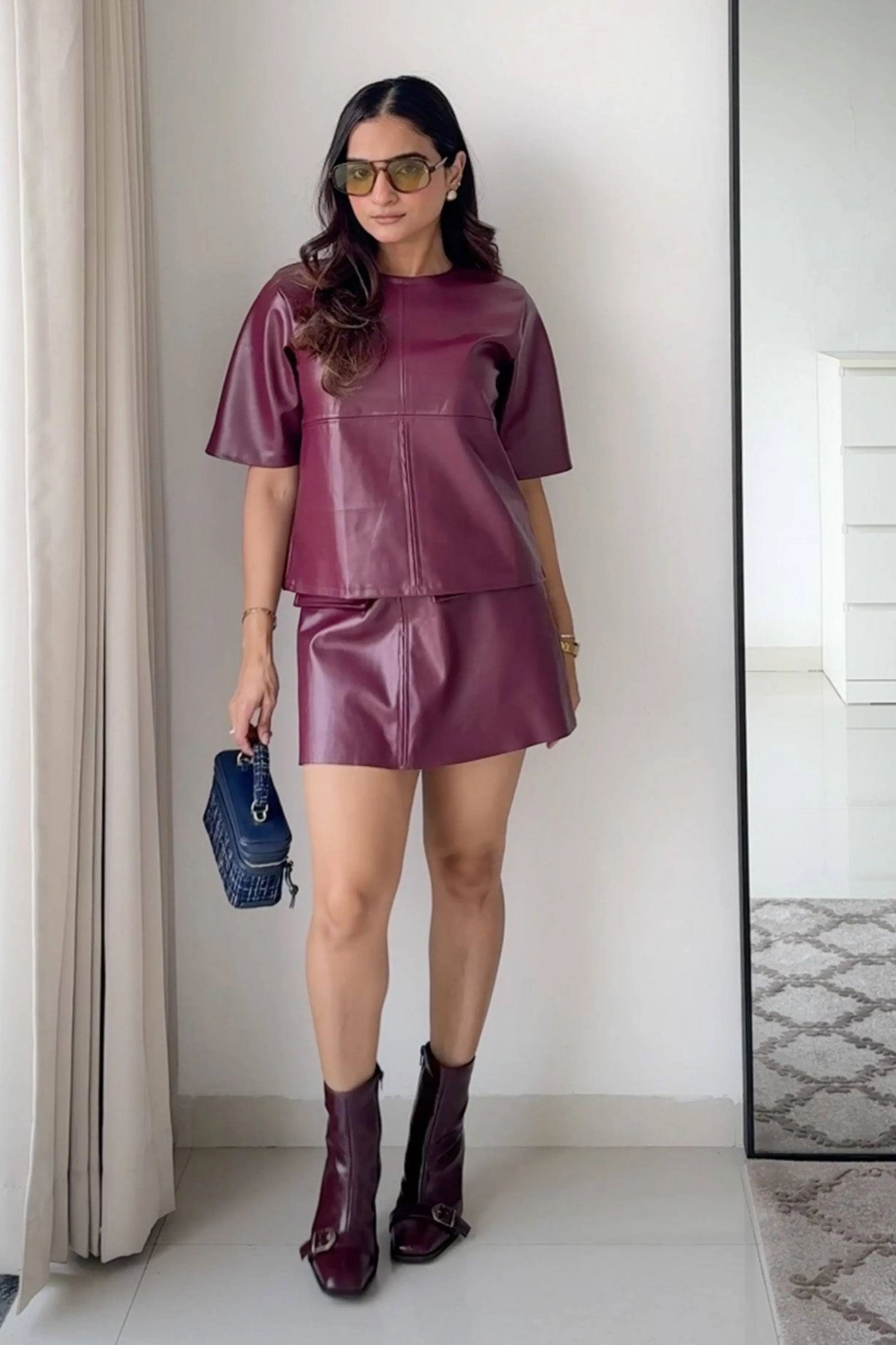 Wine Leather Co-Ord