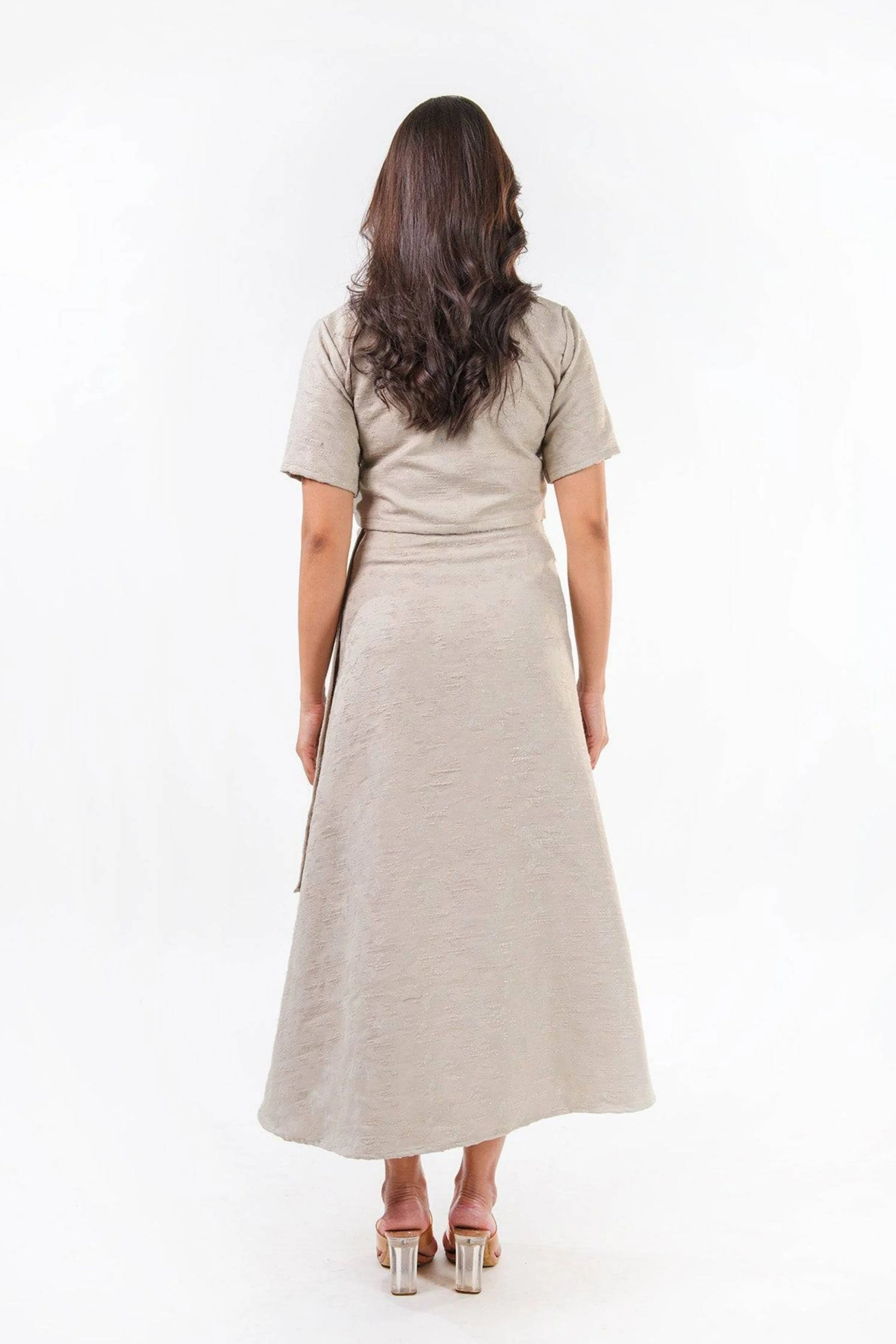 Beaded Beige Jacquard Set
