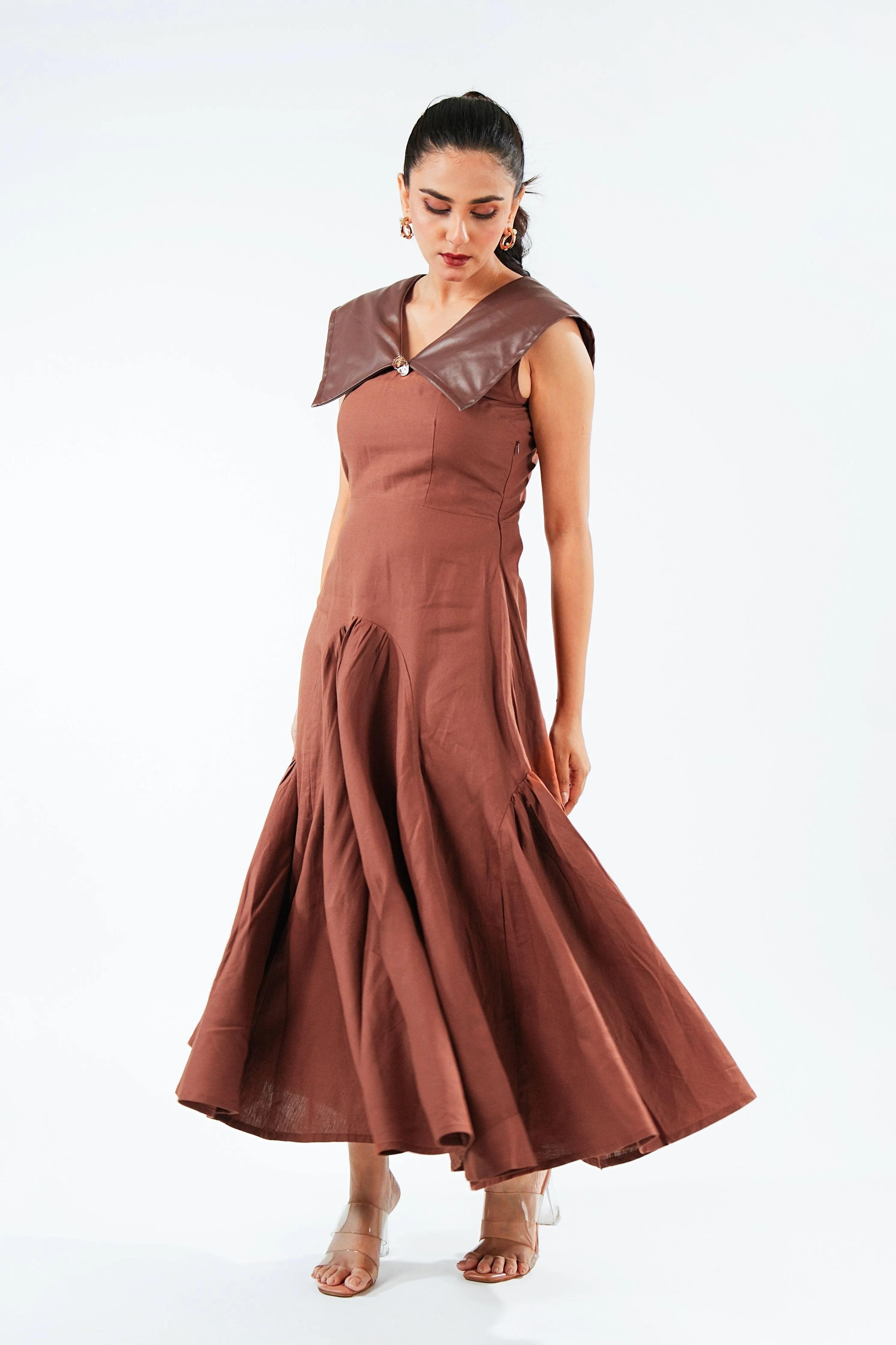 Leather Collar Dress