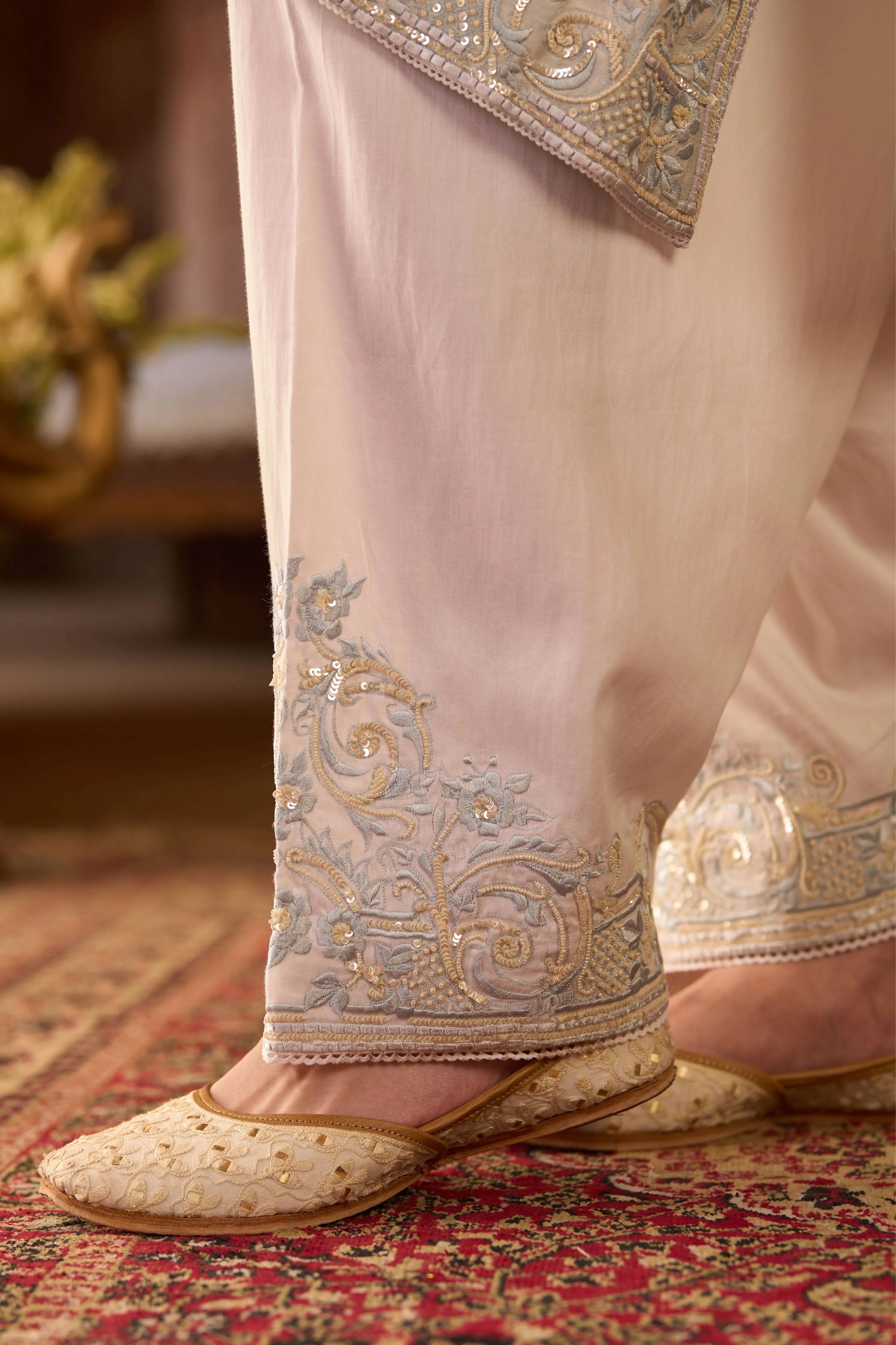 Hani Daisy Ivory & Blue ALine Kurta Set